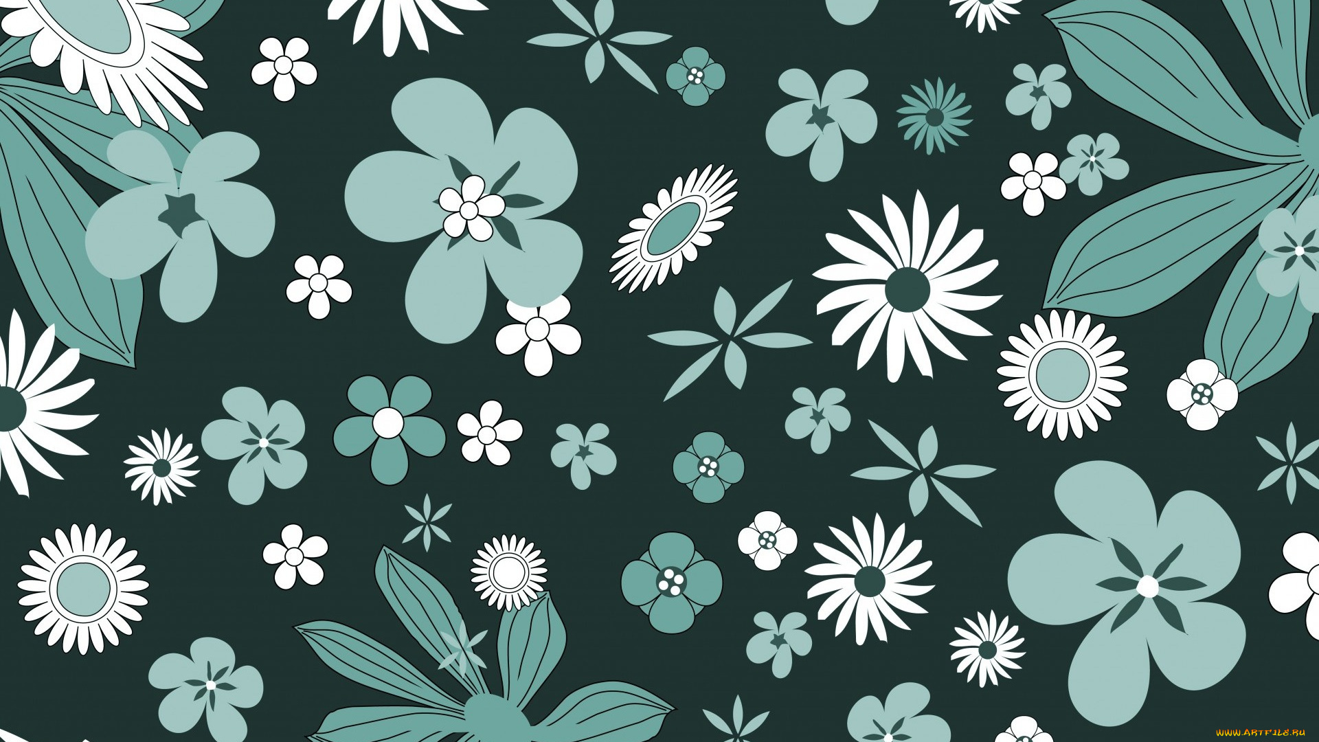 векторная, графика, цветы, , flowers, фон, зеленый, цветы