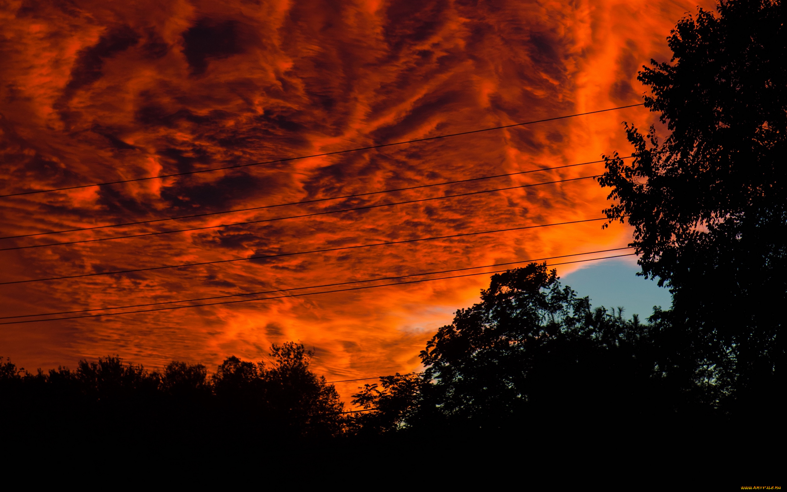 природа, облака, закатные