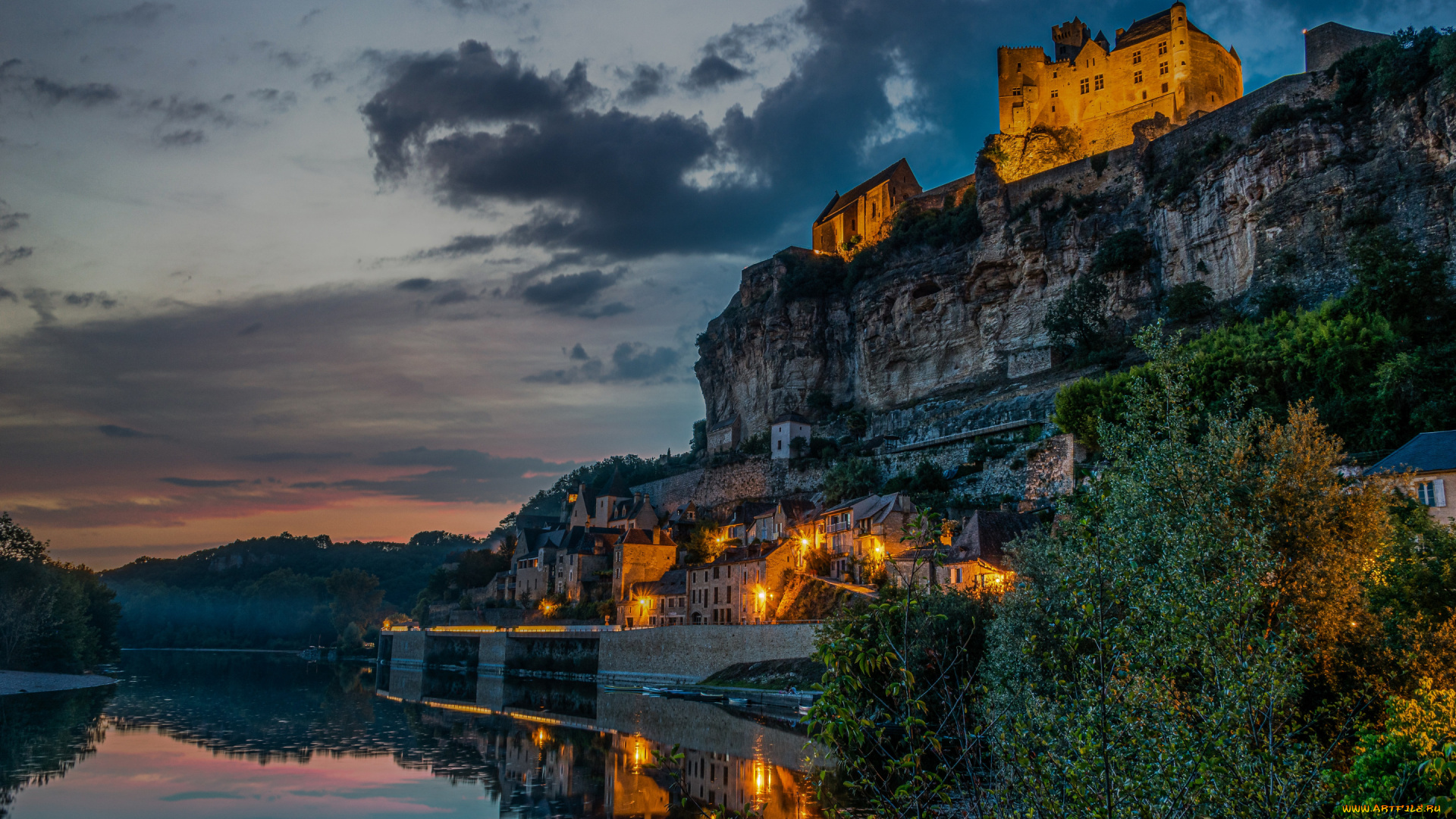 города, замки, франции, замок, бенак, франция