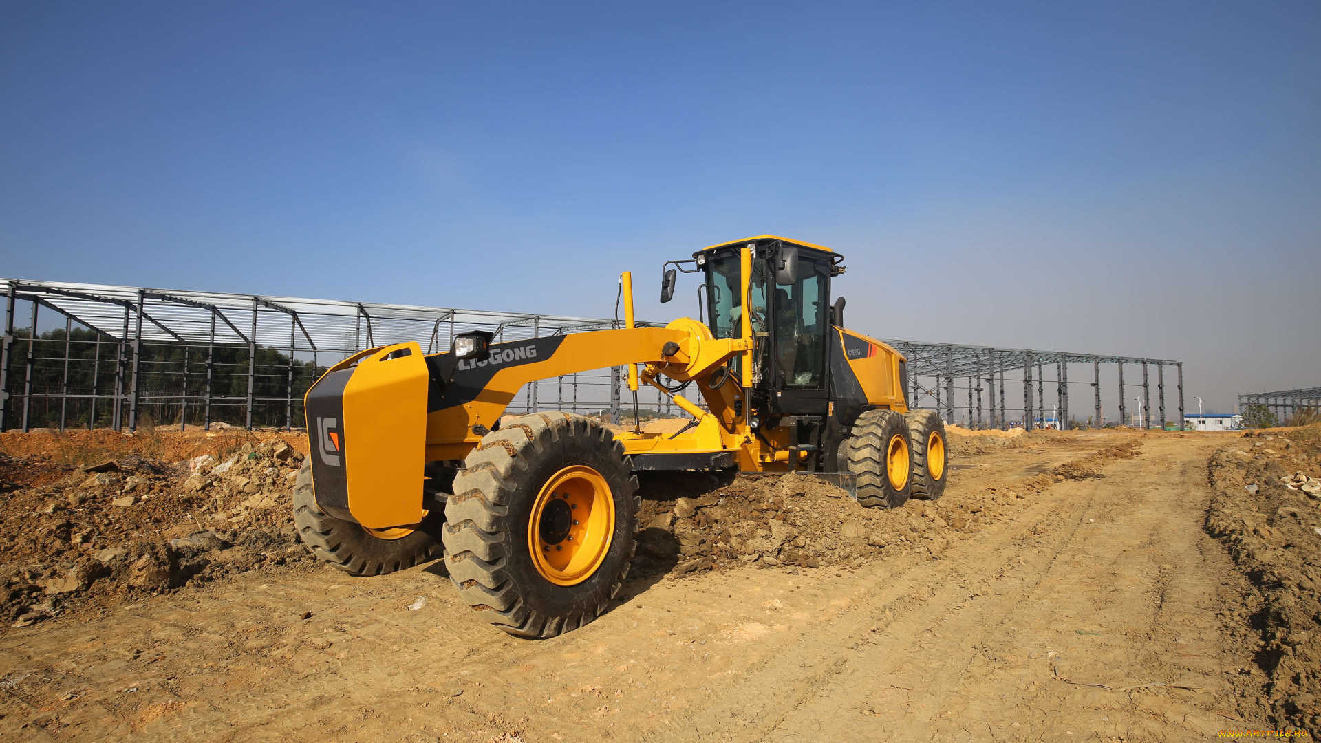 техника, грейдеры, liugong, clg, 4180d, 4k, грейдер, 2020, строительная, в, карьере, спецтехника, дорожный, скрепер