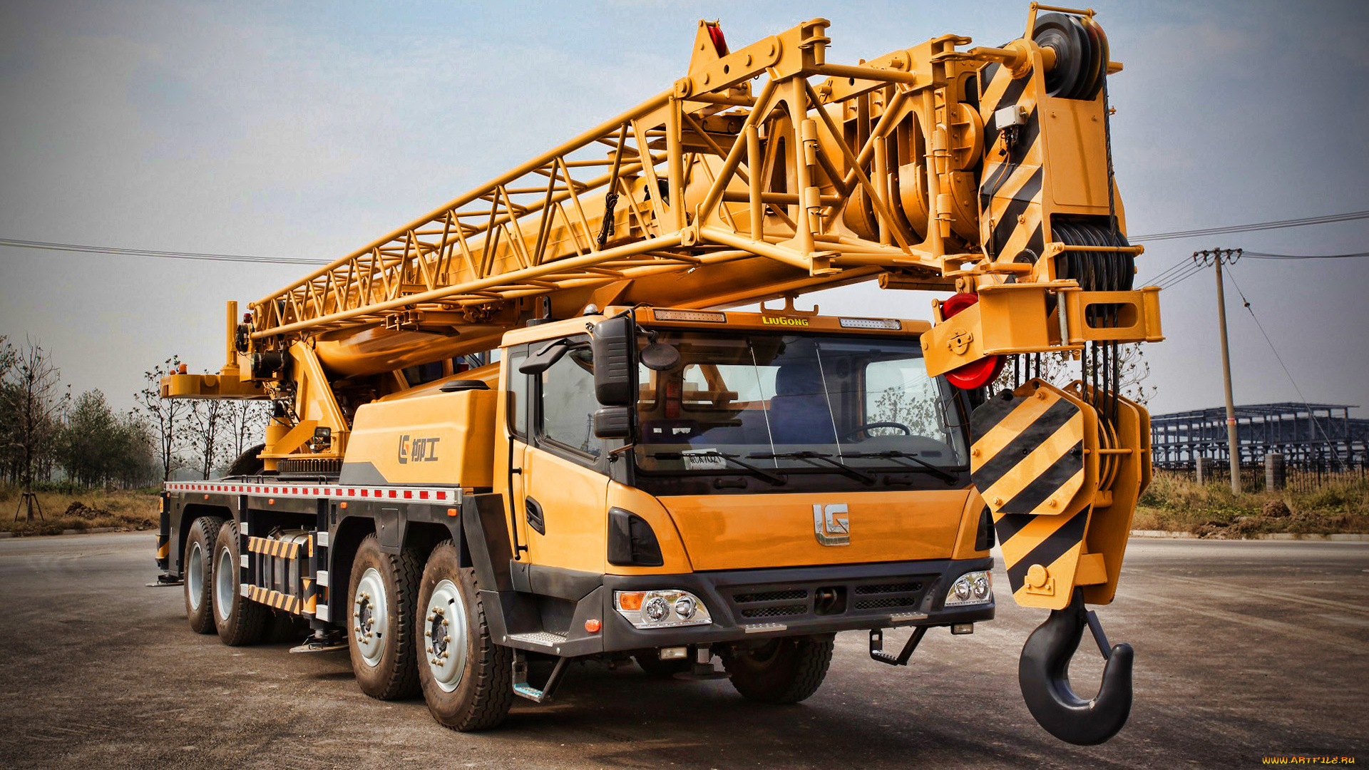 техника, краны, liugong, clg, tc500, 4k, автокран, 2020, грузовики, строительная, кран, в, карьере, спецтехника