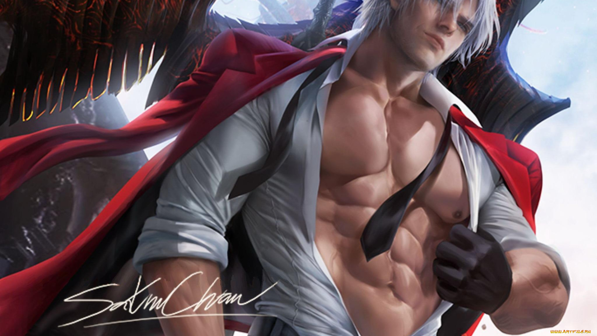 видео, игры, devil, may, cry, данте, крылья, одежда, торс