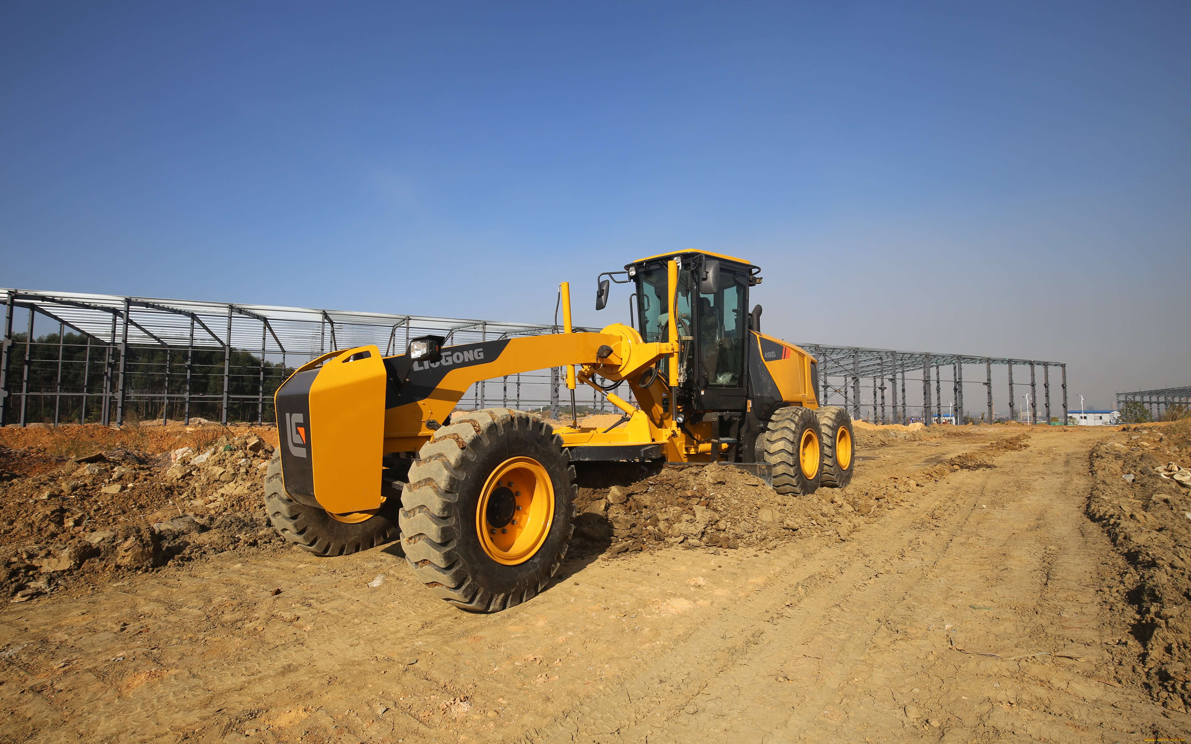 техника, грейдеры, liugong, clg, 4180d, 4k, грейдер, 2020, строительная, в, карьере, спецтехника, дорожный, скрепер