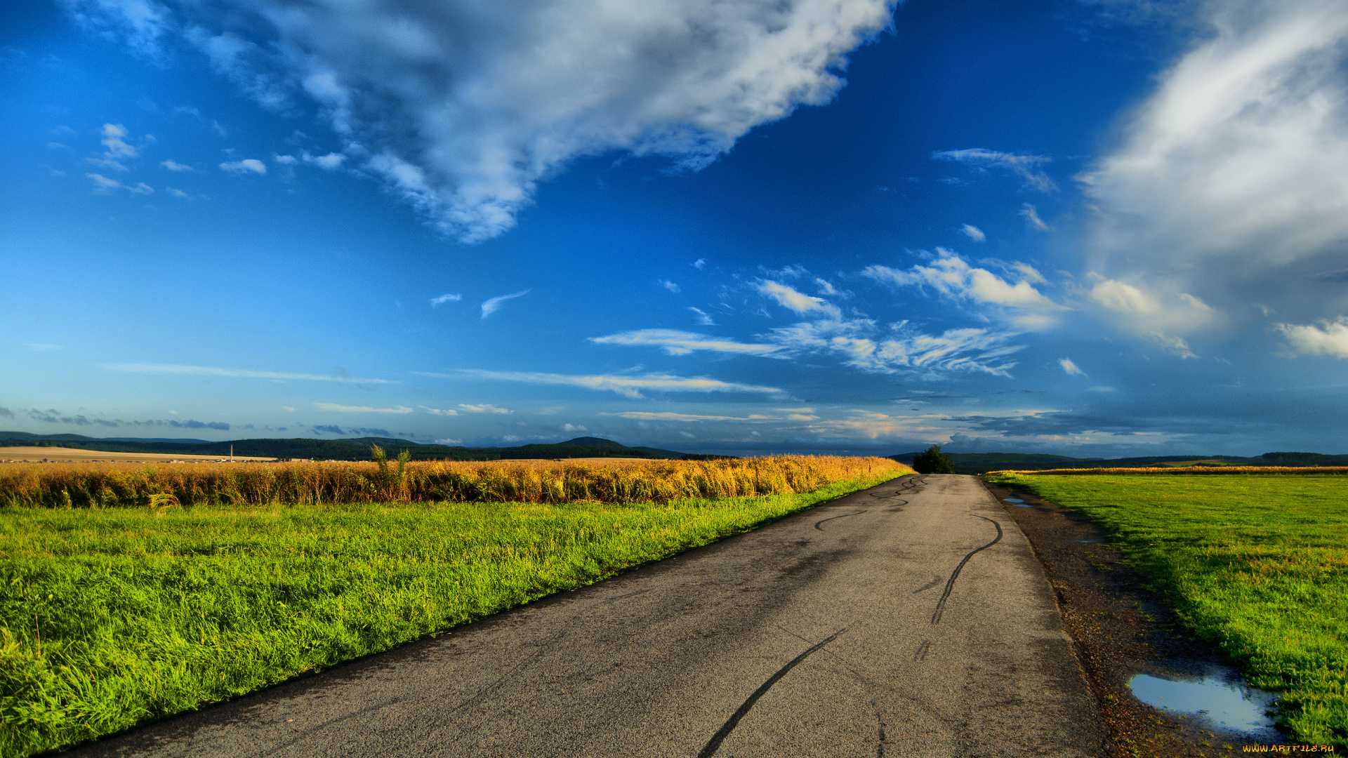 природа, дороги, дорога, поля, небо, деревья