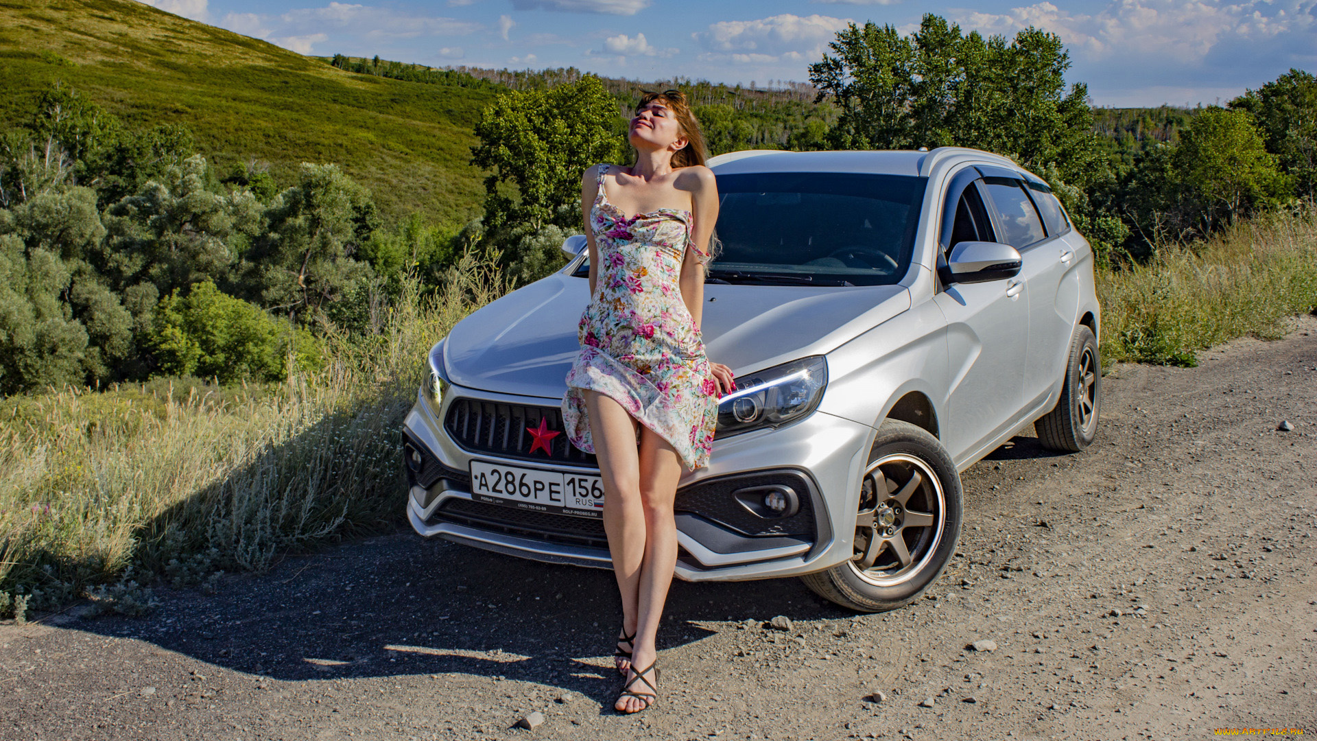 автомобили, -авто, с, девушками, lada, vesta, sw