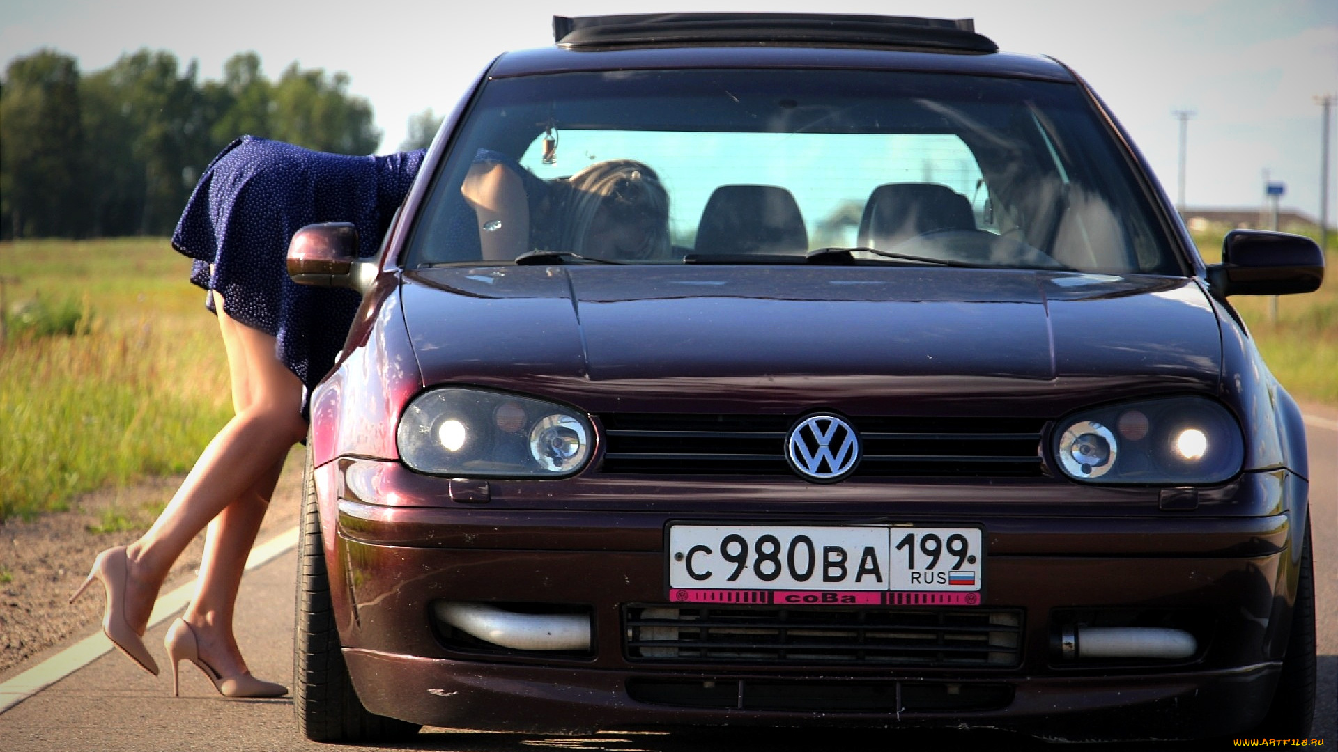 автомобили, -авто, с, девушками, volkswagen, golf, турбо