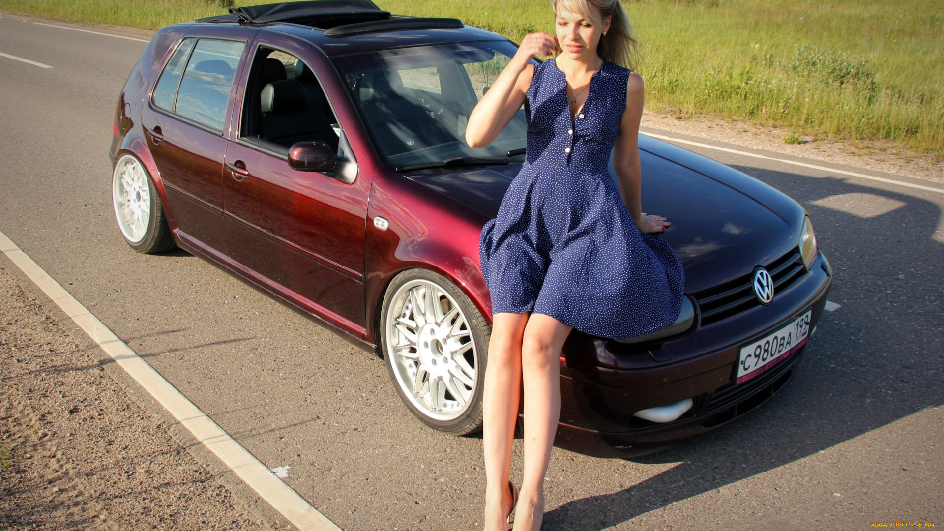 автомобили, -авто, с, девушками, volkswagen, golf, турбо