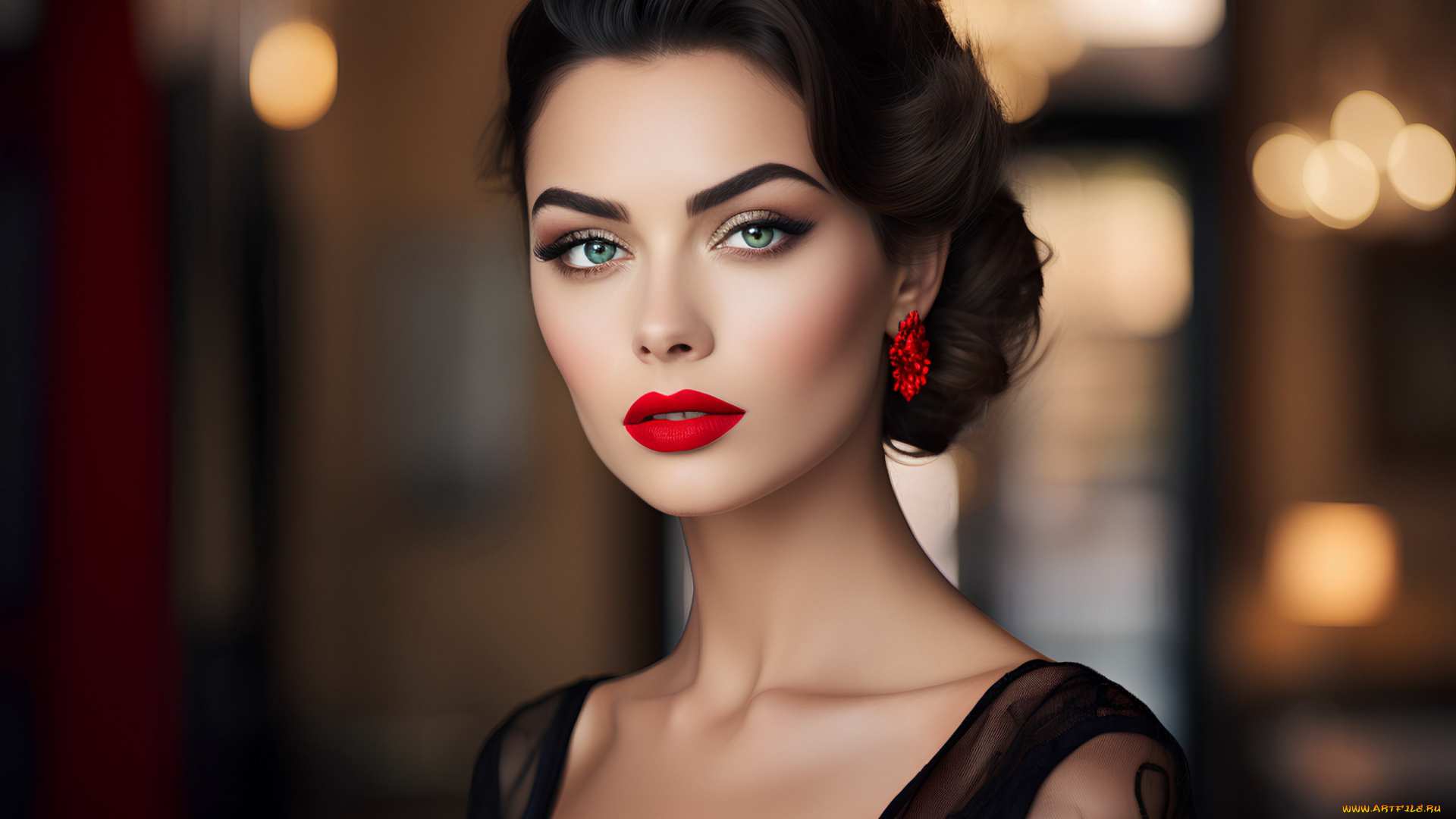 девушки, -, лица, , портреты, модель, портрет, брюнетка