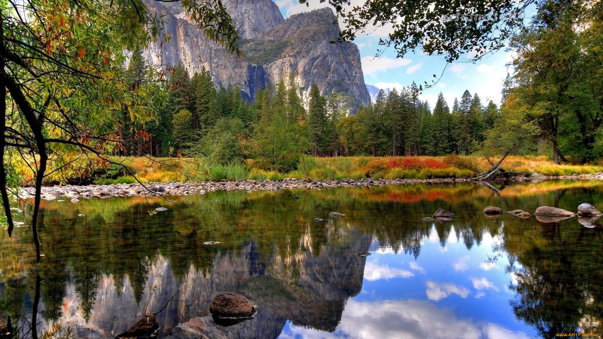 природа, реки, озера, горы, лес, озеро, осень