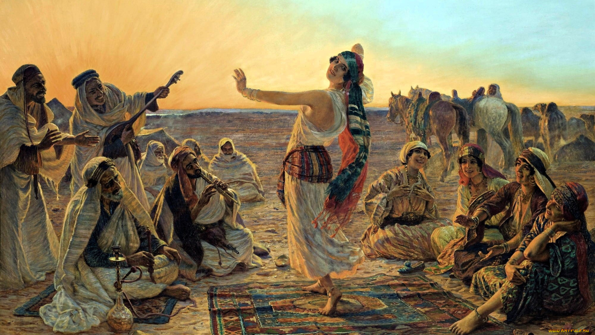 рисованное, otto, pilny, люди, танец, пустыня, лошади