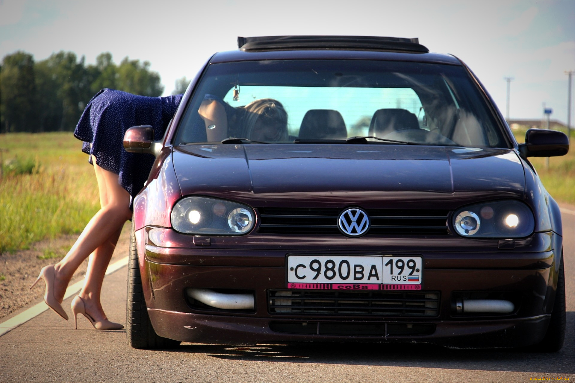 автомобили, -авто, с, девушками, volkswagen, golf, турбо