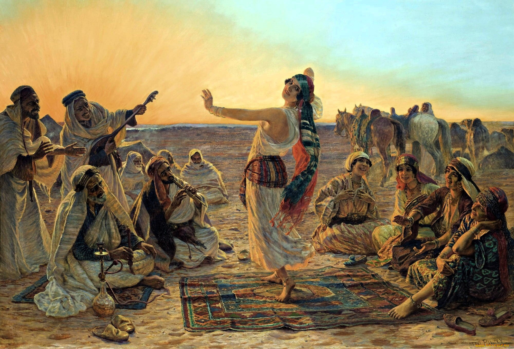 рисованное, otto, pilny, люди, танец, пустыня, лошади