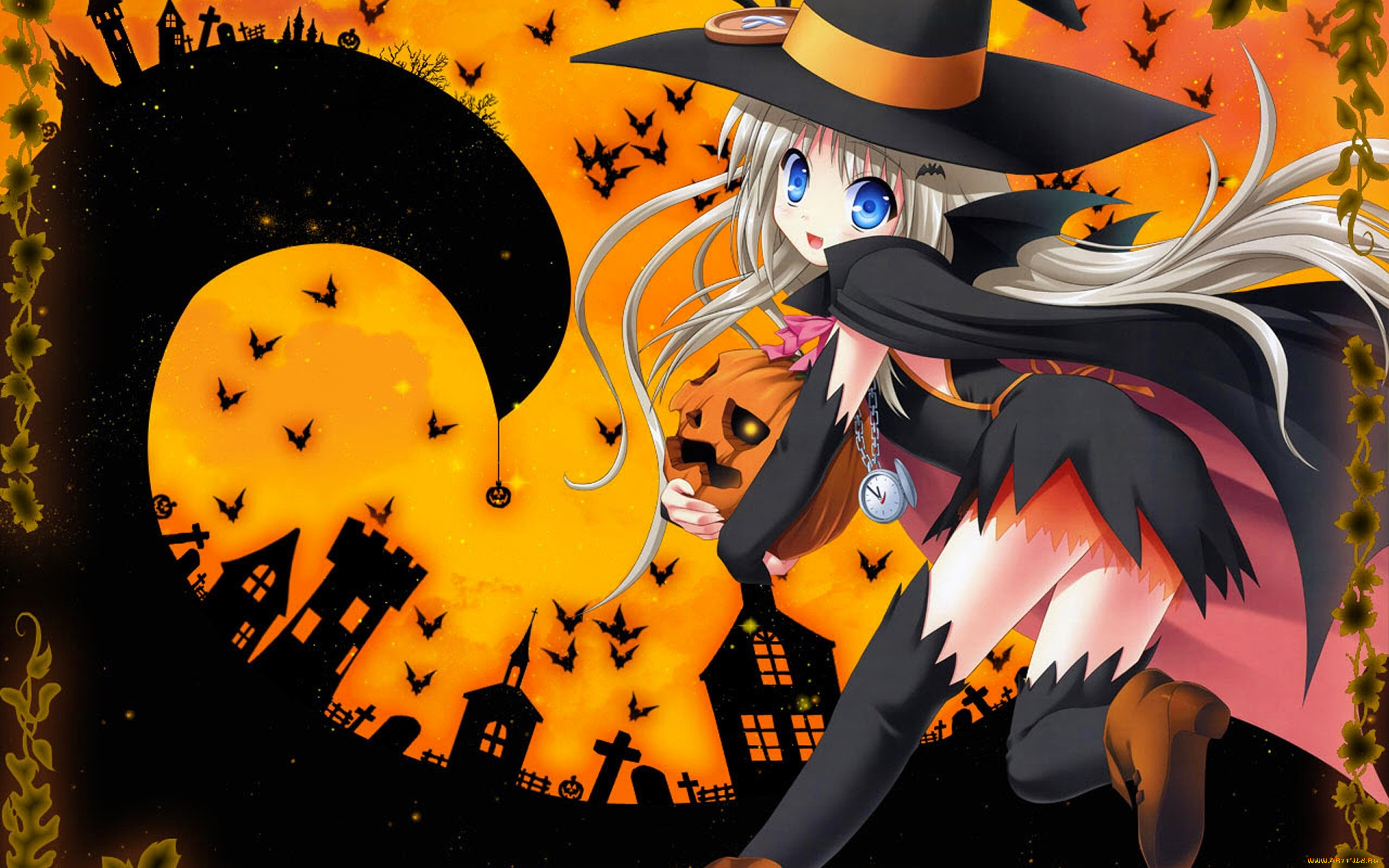 аниме, touhou, девочка, дома, тыква