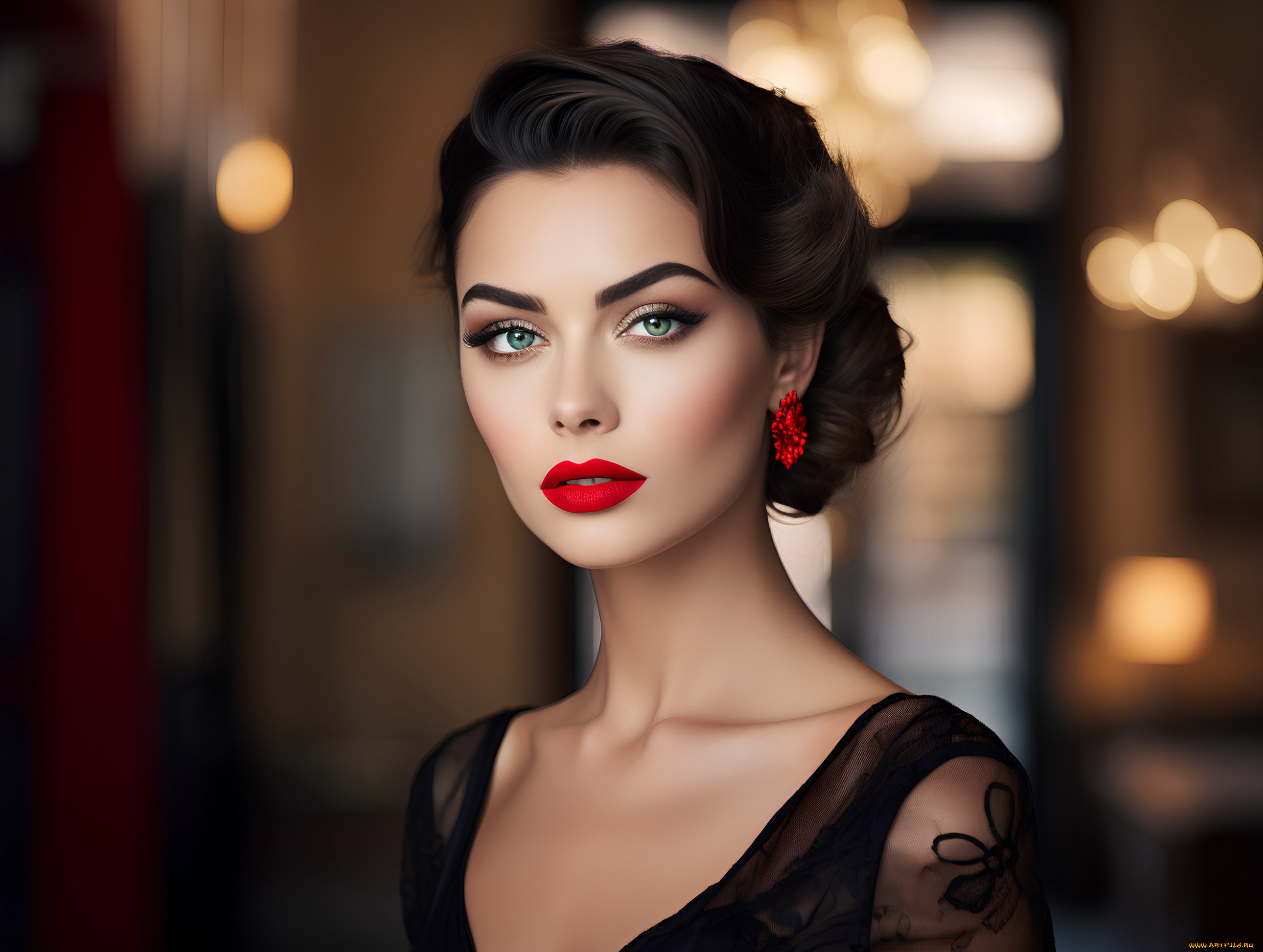 девушки, -, лица, , портреты, модель, портрет, брюнетка