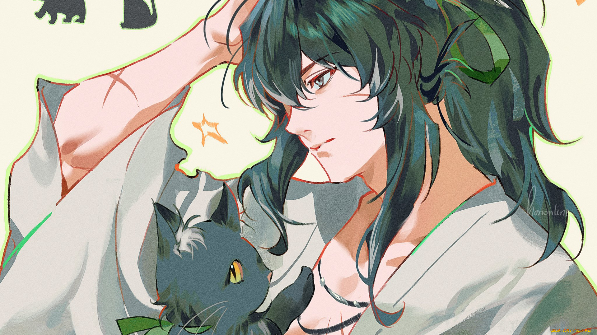 аниме, wuthering, waves, парень