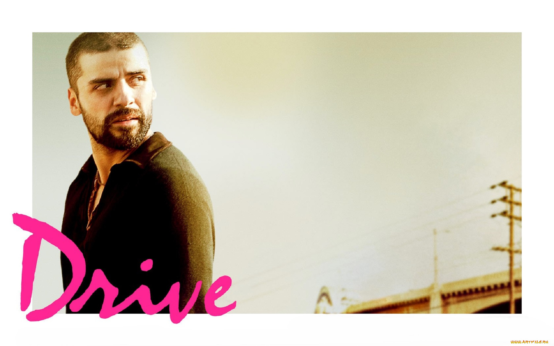 кино, фильмы, drive, мужчина, борода, рубашка, город, провода