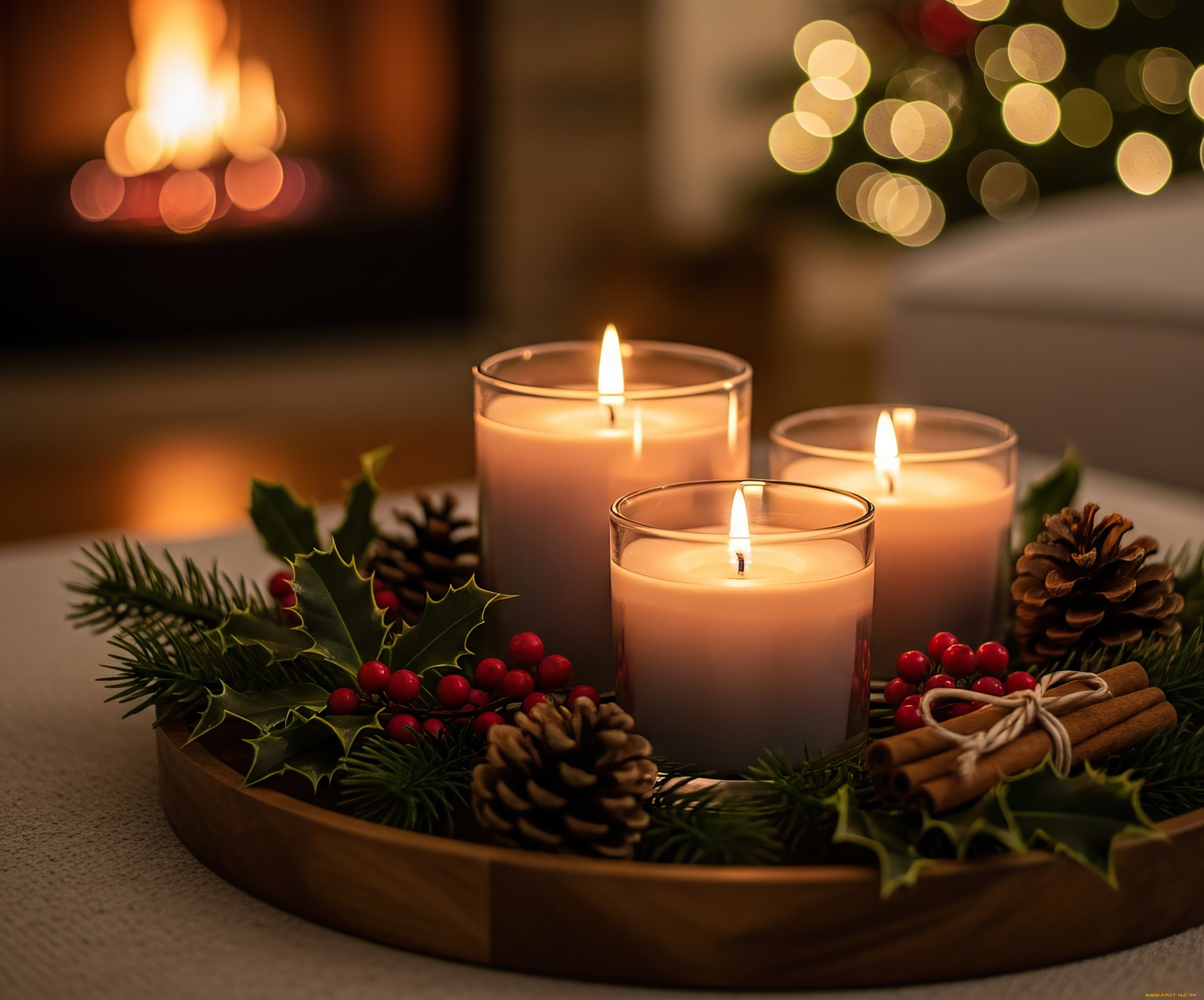 праздничные, новогодние, свечи, новогодняя