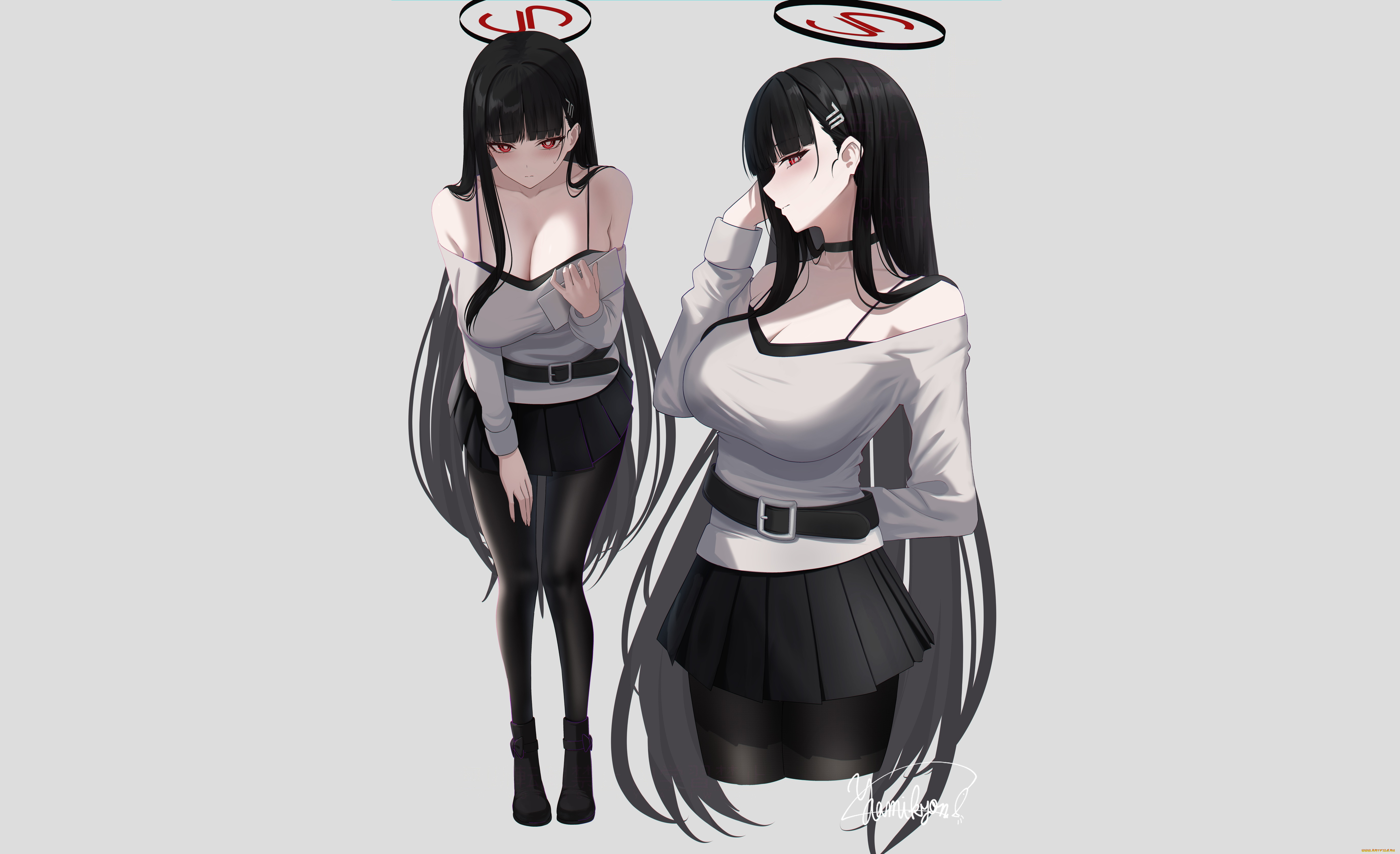 аниме, blue, archive, девушка