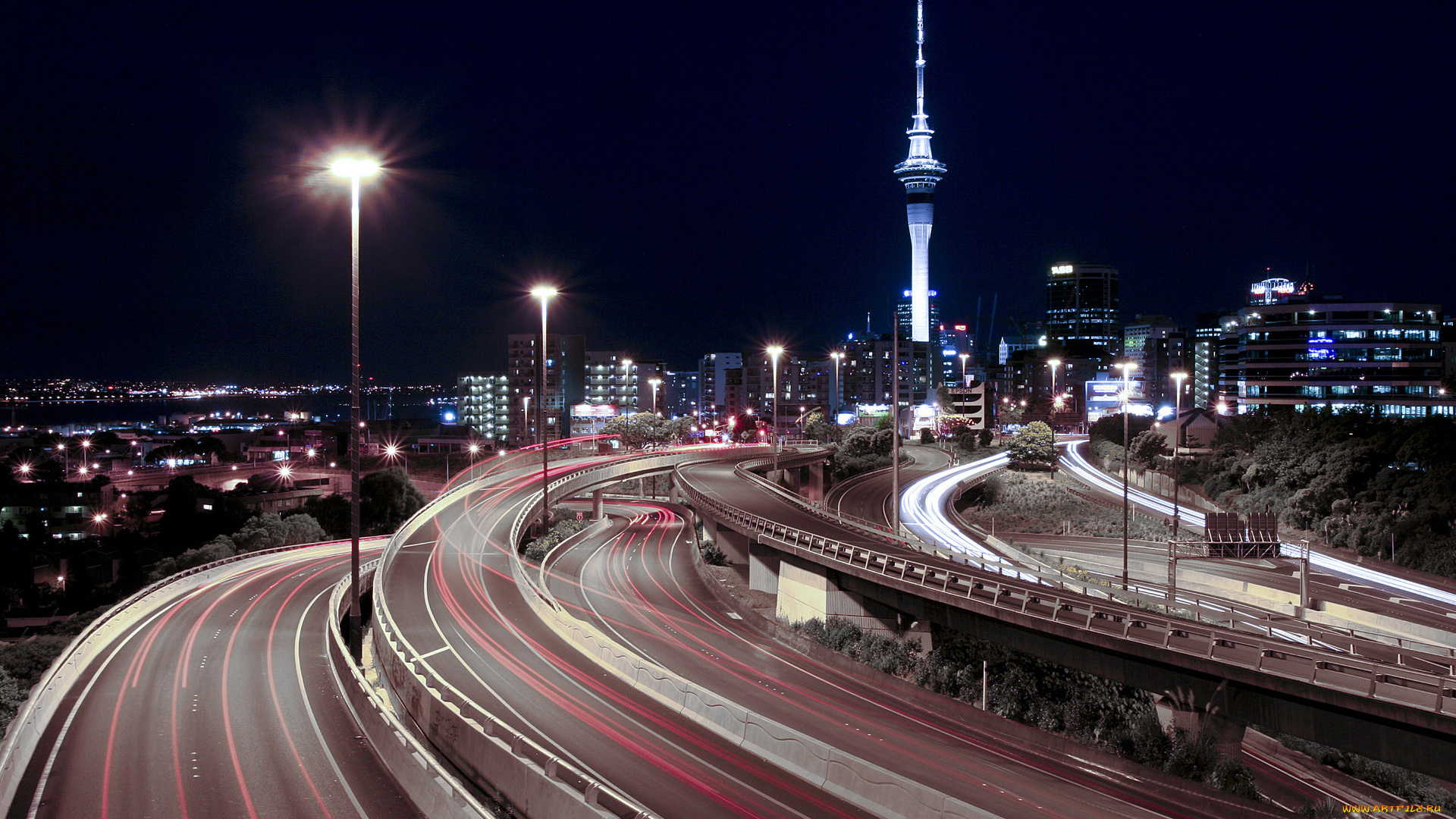 города, огни, ночного