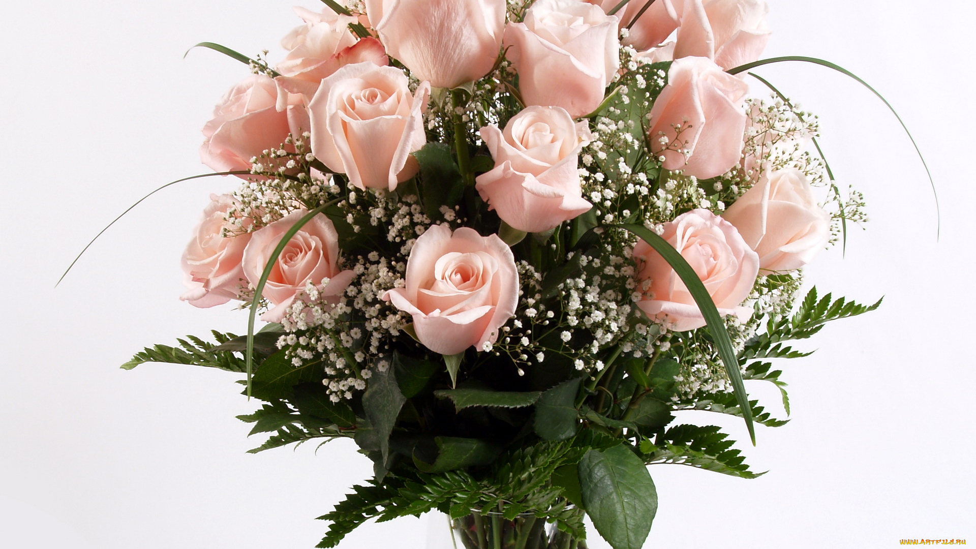 цветы, букеты, композиции, ваза, розы, гипсофила