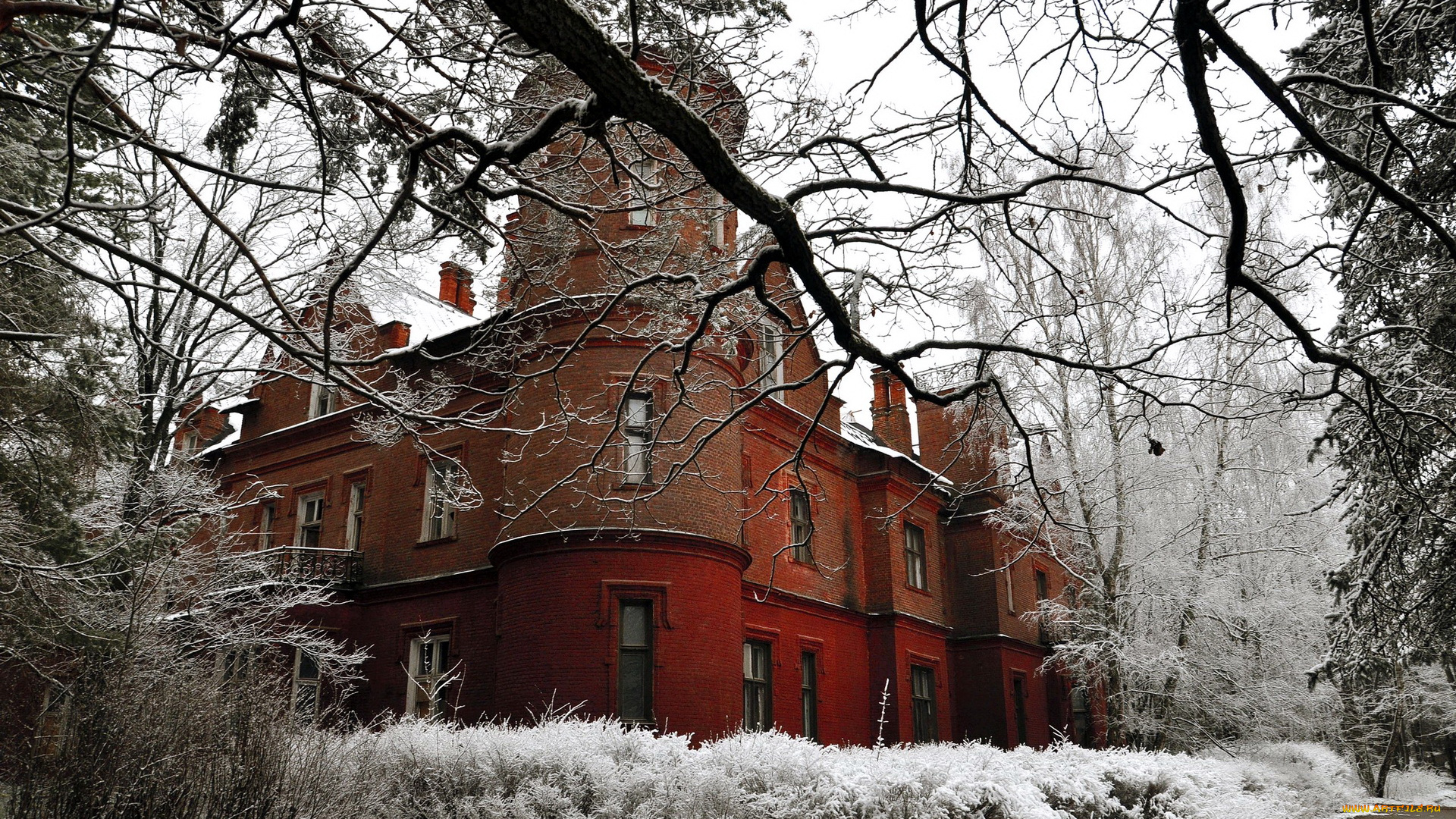 города, здания, дома, деревья, зима, снег