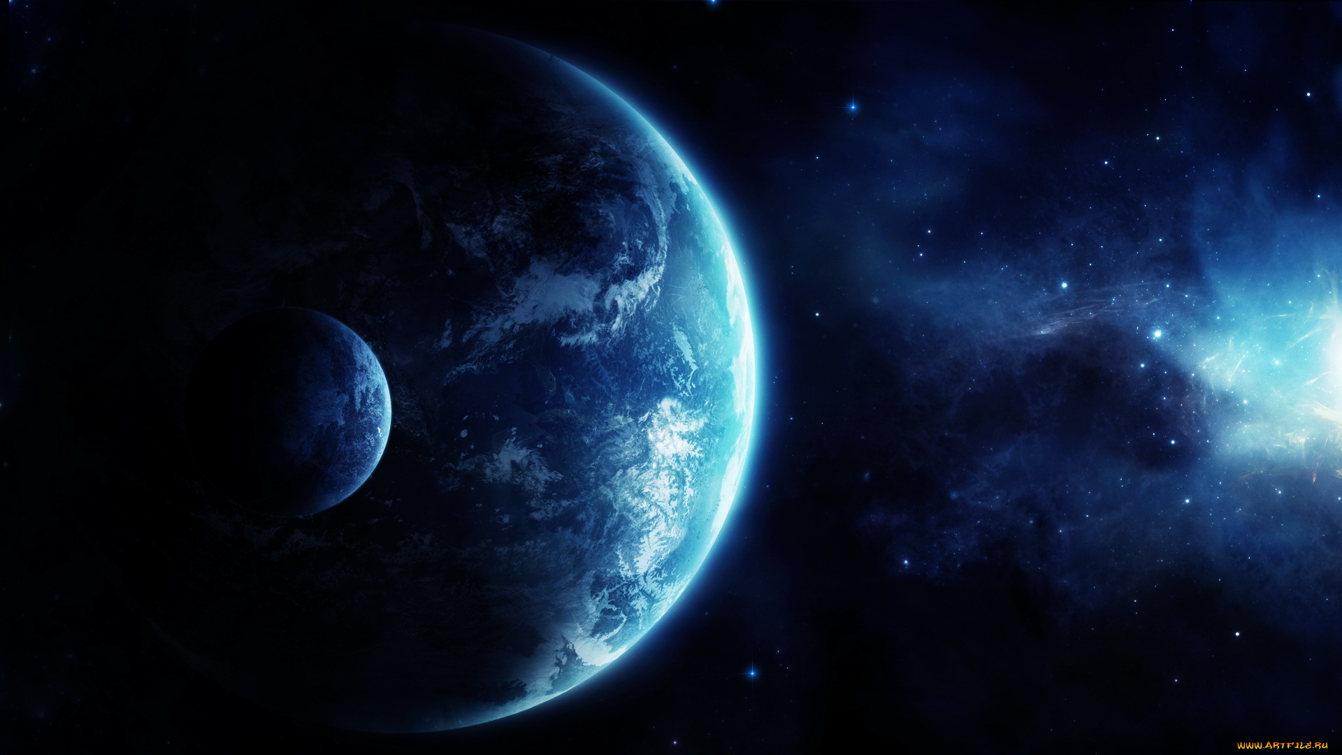 космос, арт, планеты, вселенная, звёзды