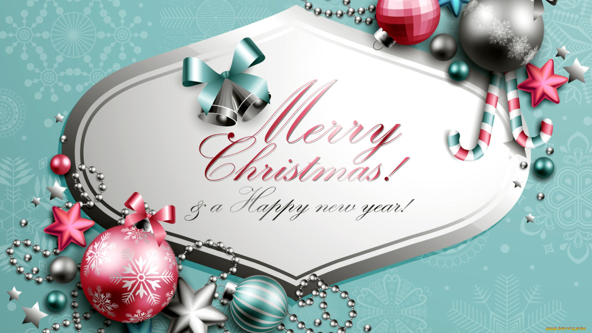 праздничные, 3д, графика, новый, год, шарики, мишура