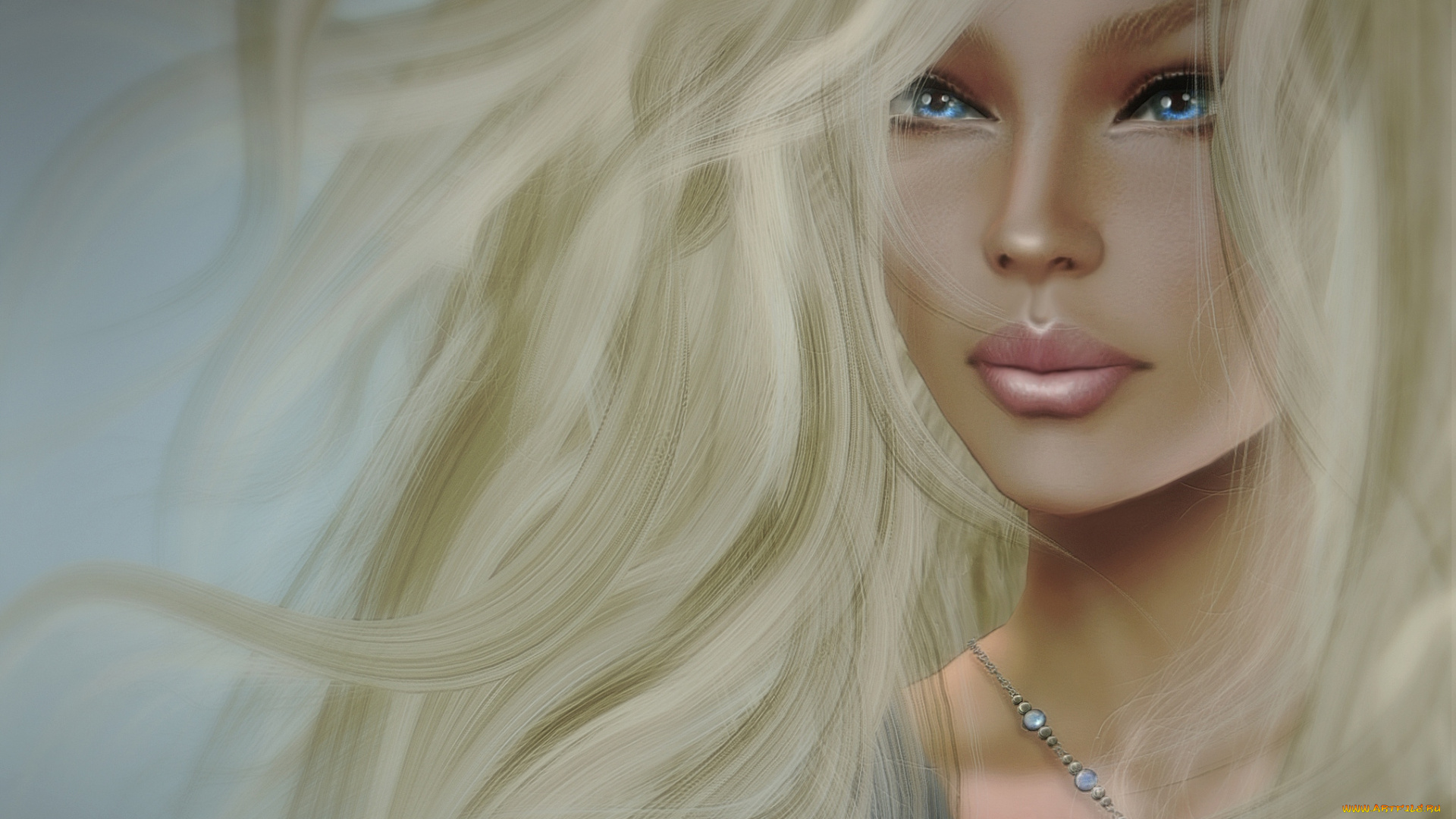 3д, графика, portraits, портрет, лицо, блондинка, волосы
