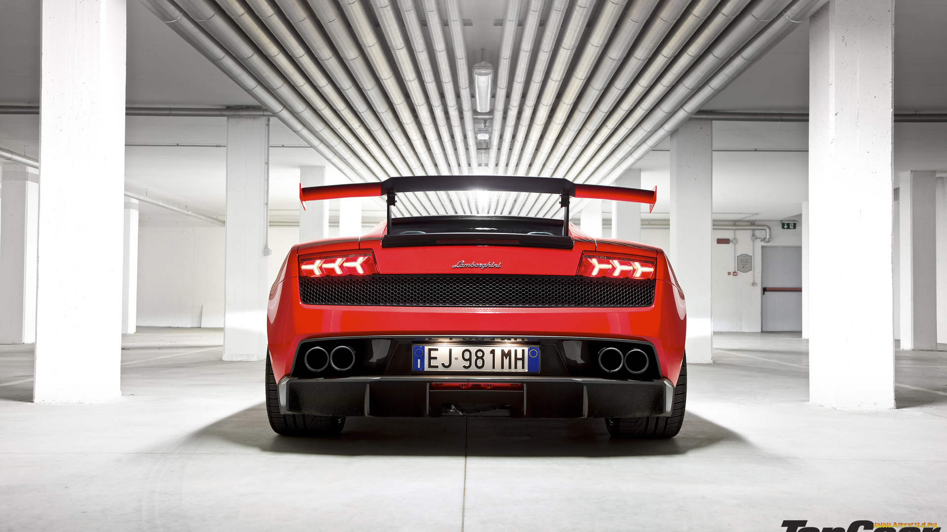 автомобили, lamborghini, стоянка, красный