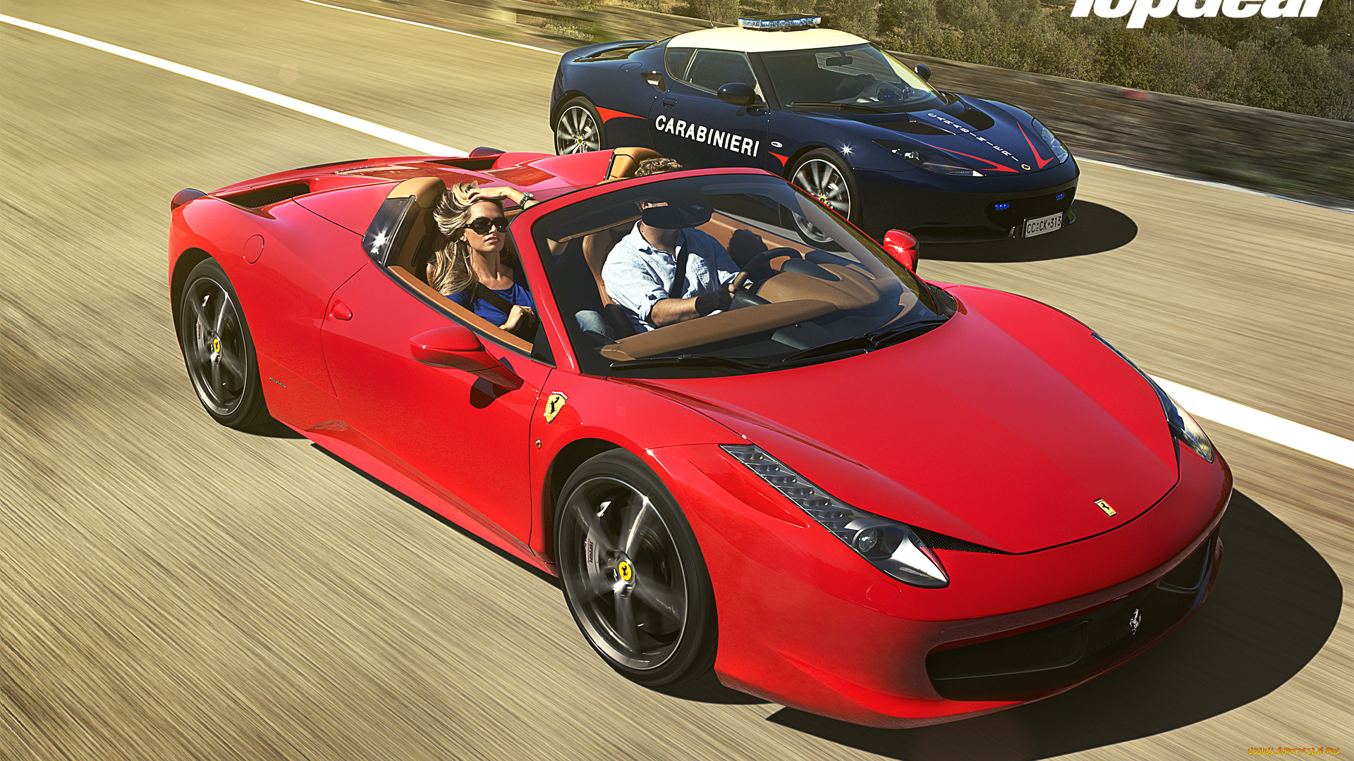 автомобили, разные, вместе, ferarri, полиция, красный, кабриолет, скорость
