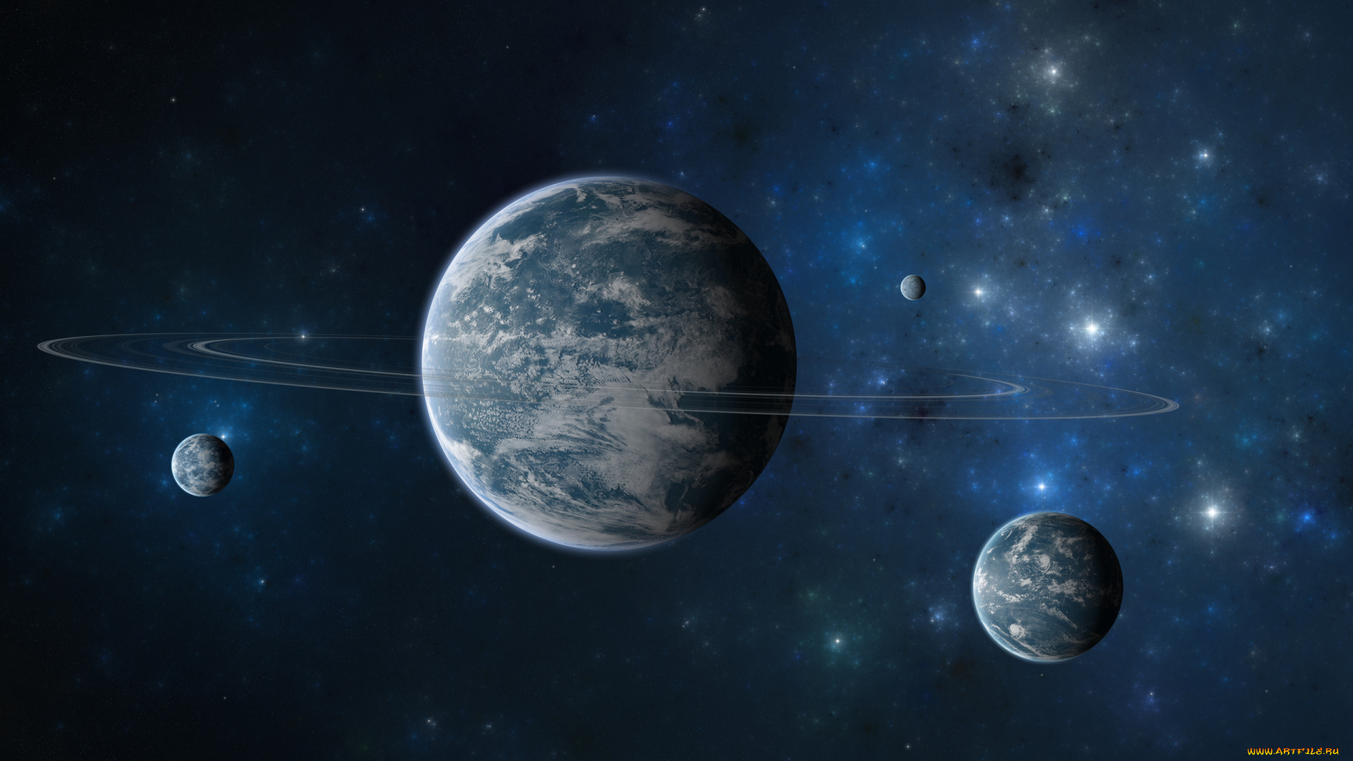 космос, арт, вселеннная, звезды, планеты