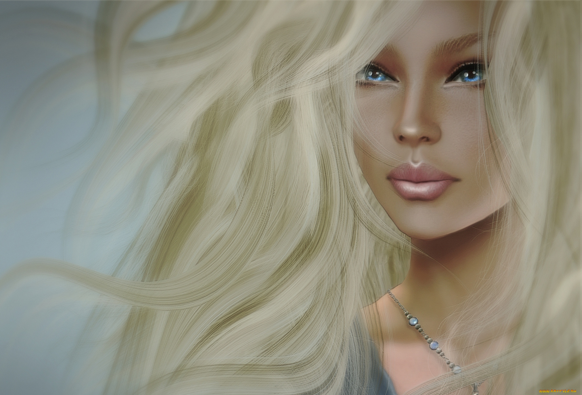 3д, графика, portraits, портрет, лицо, блондинка, волосы