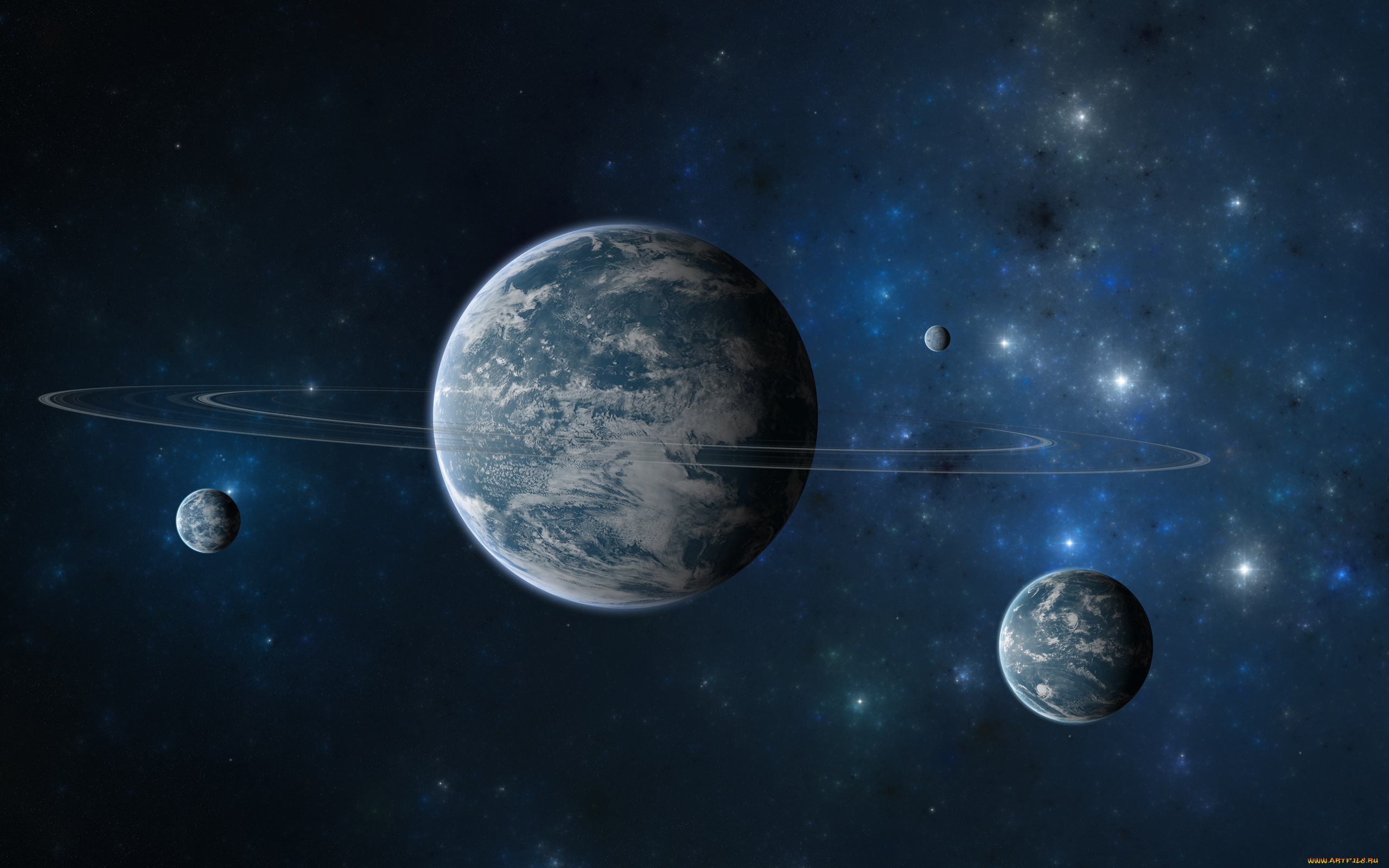 космос, арт, вселеннная, звезды, планеты