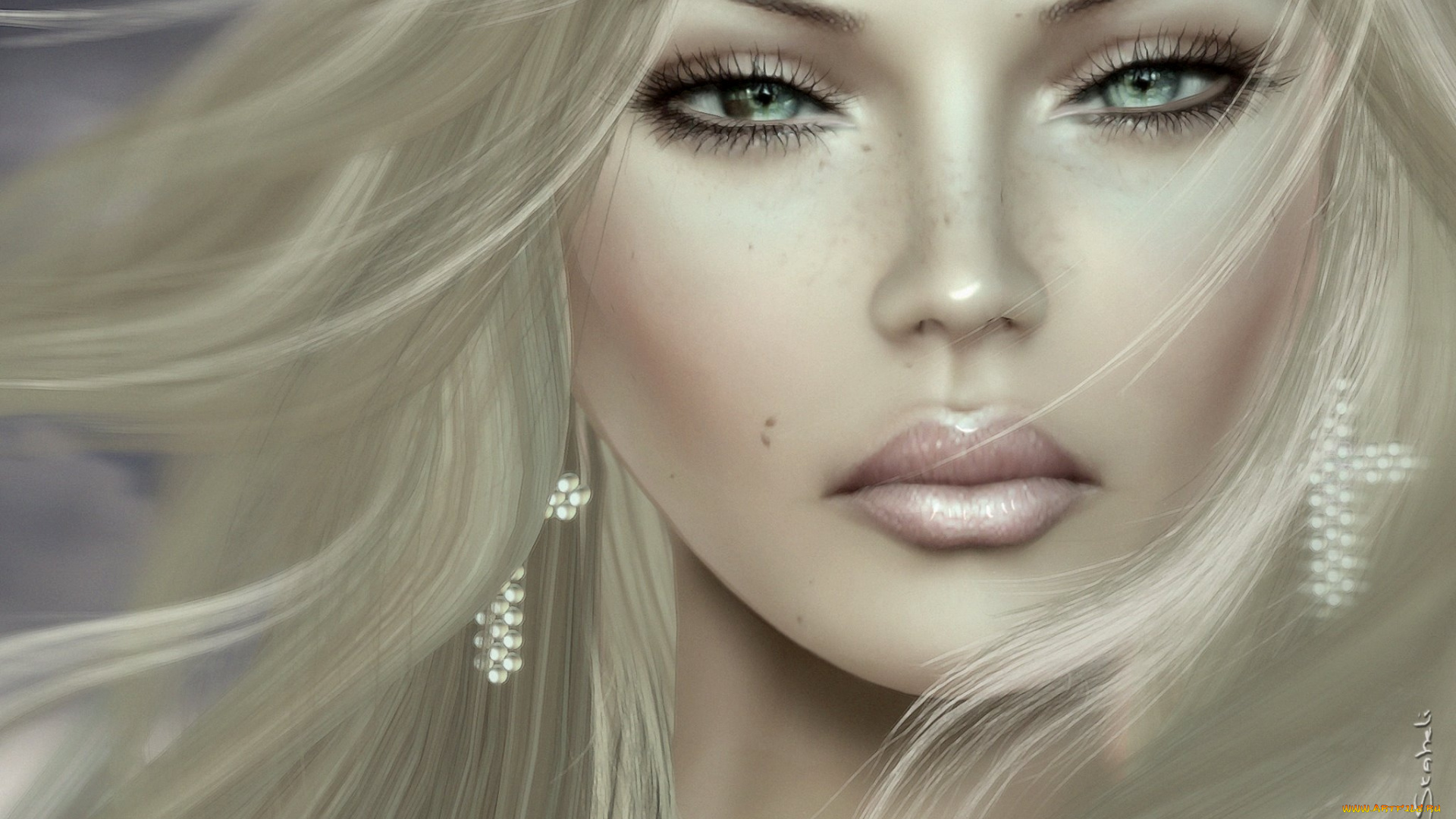 3д, графика, portraits, , портрет, блондинка