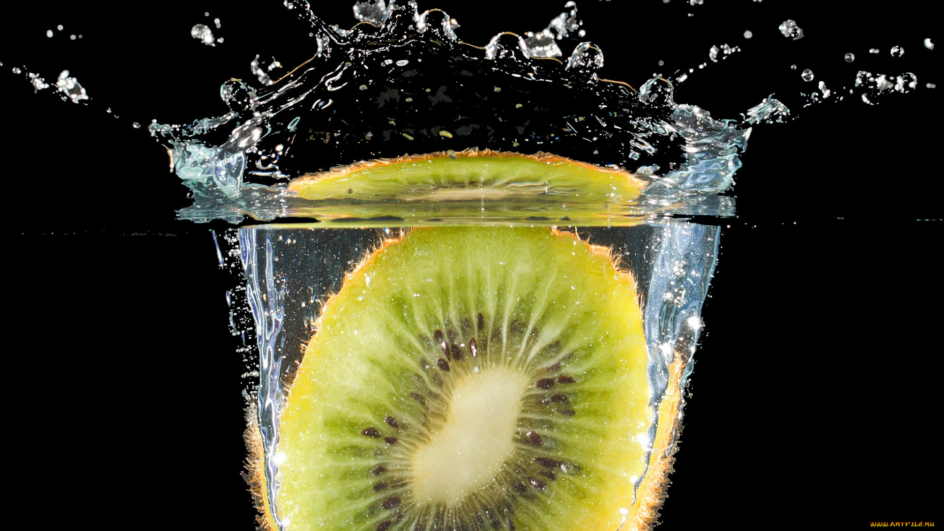 еда, киви, вода, брызги