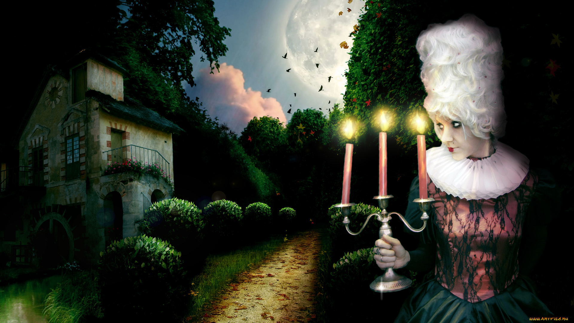 фэнтези, девушки, свеча