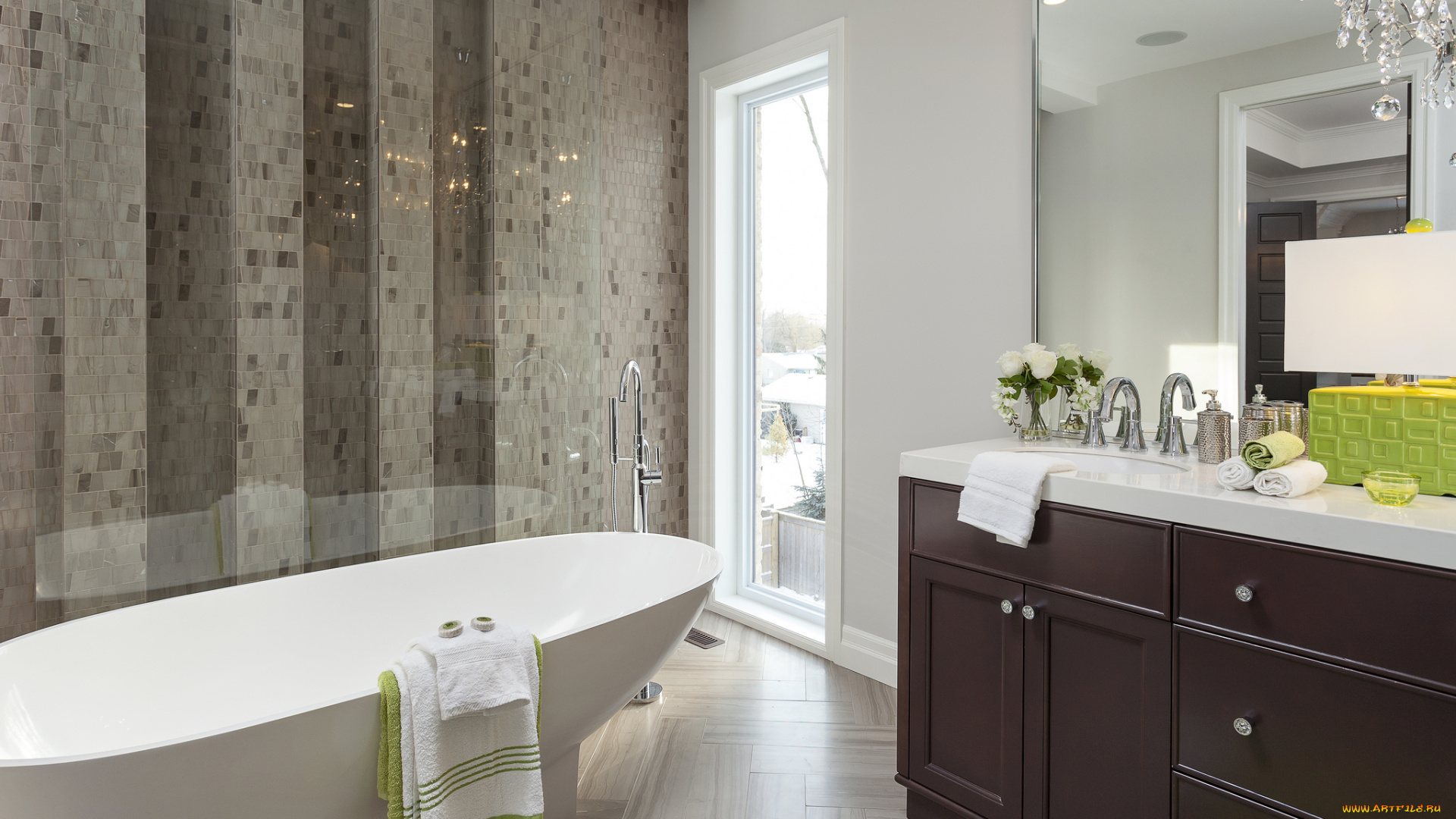 интерьер, ванная, и, туалетная, комнаты, ванна