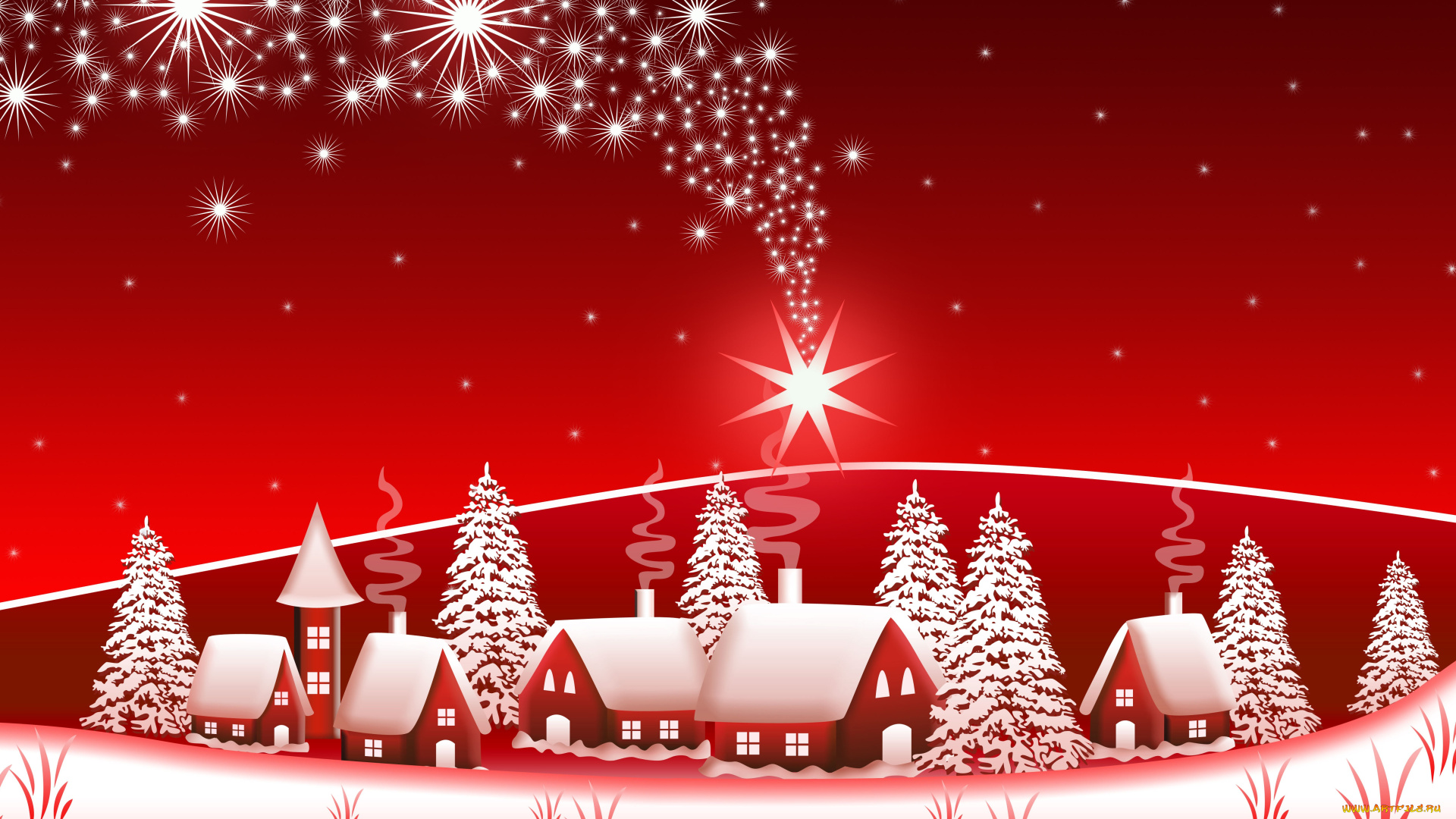 праздничные, векторная, графика, , новый, год, дома, ели