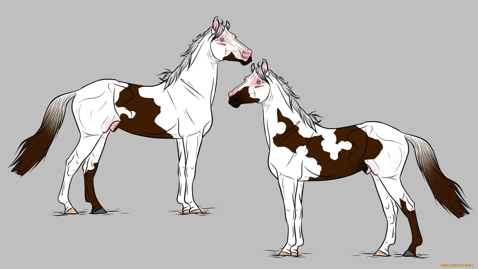 рисованные, животные, , лошади, лошади