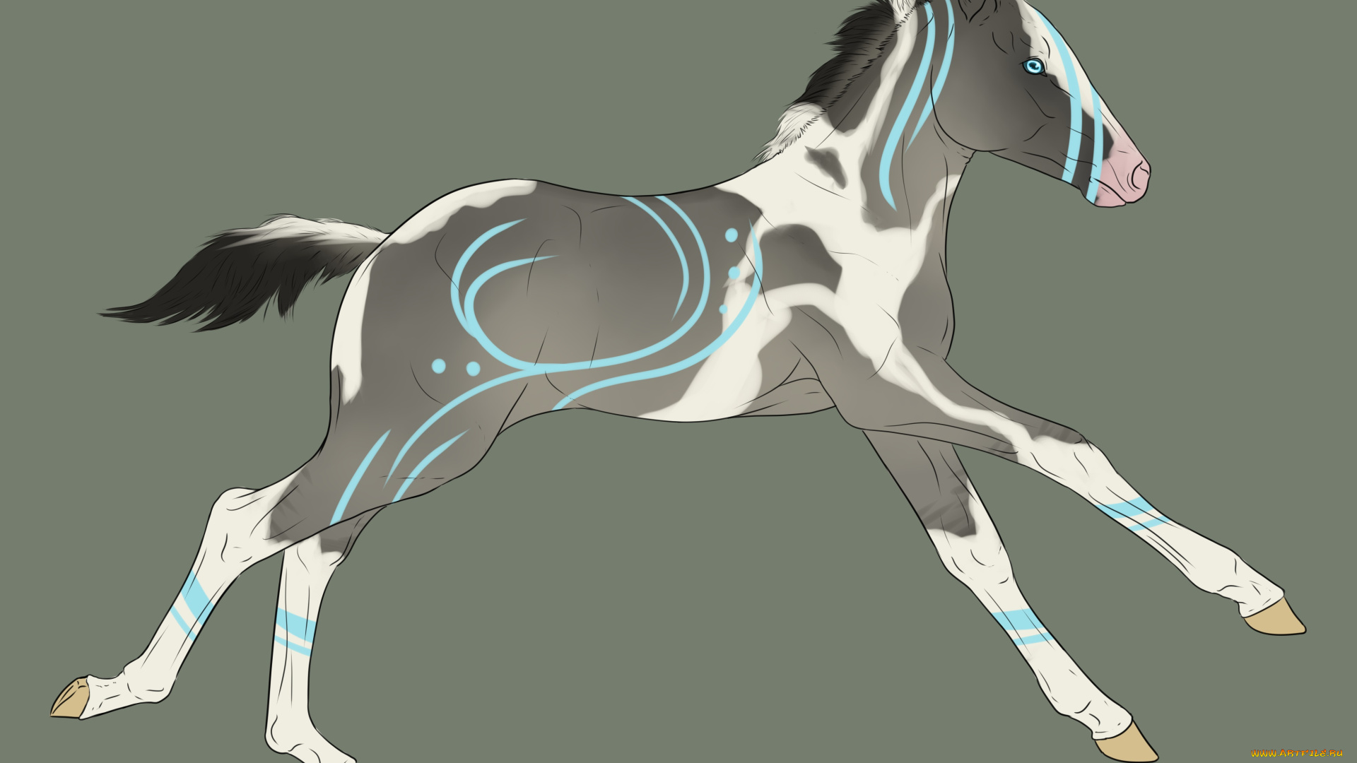 рисованные, животные, , лошади, лошадка