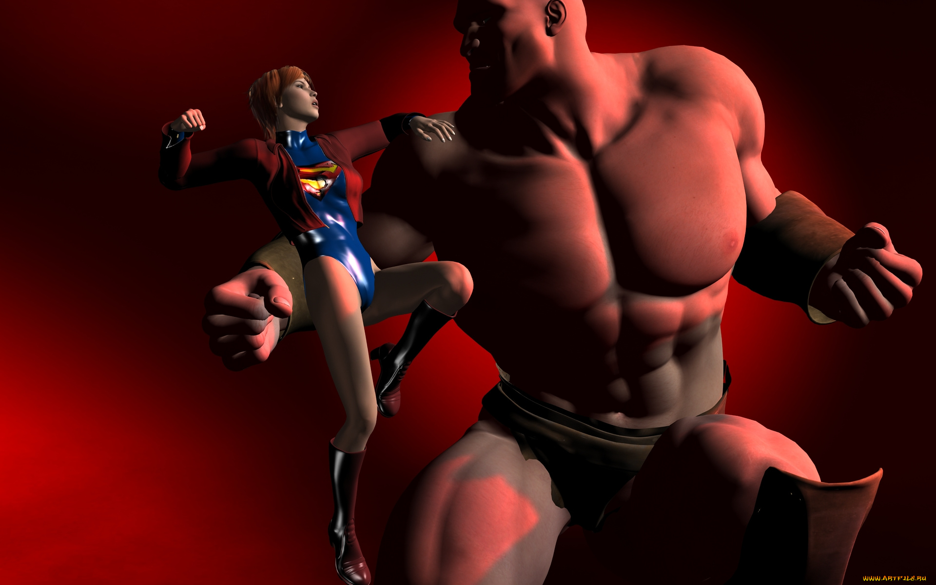 3д, графика, fantasy, , фантазия, девушка, великан