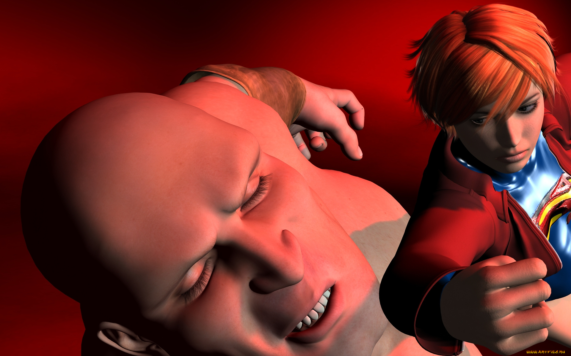 3д, графика, fantasy, , фантазия, девушка, великан