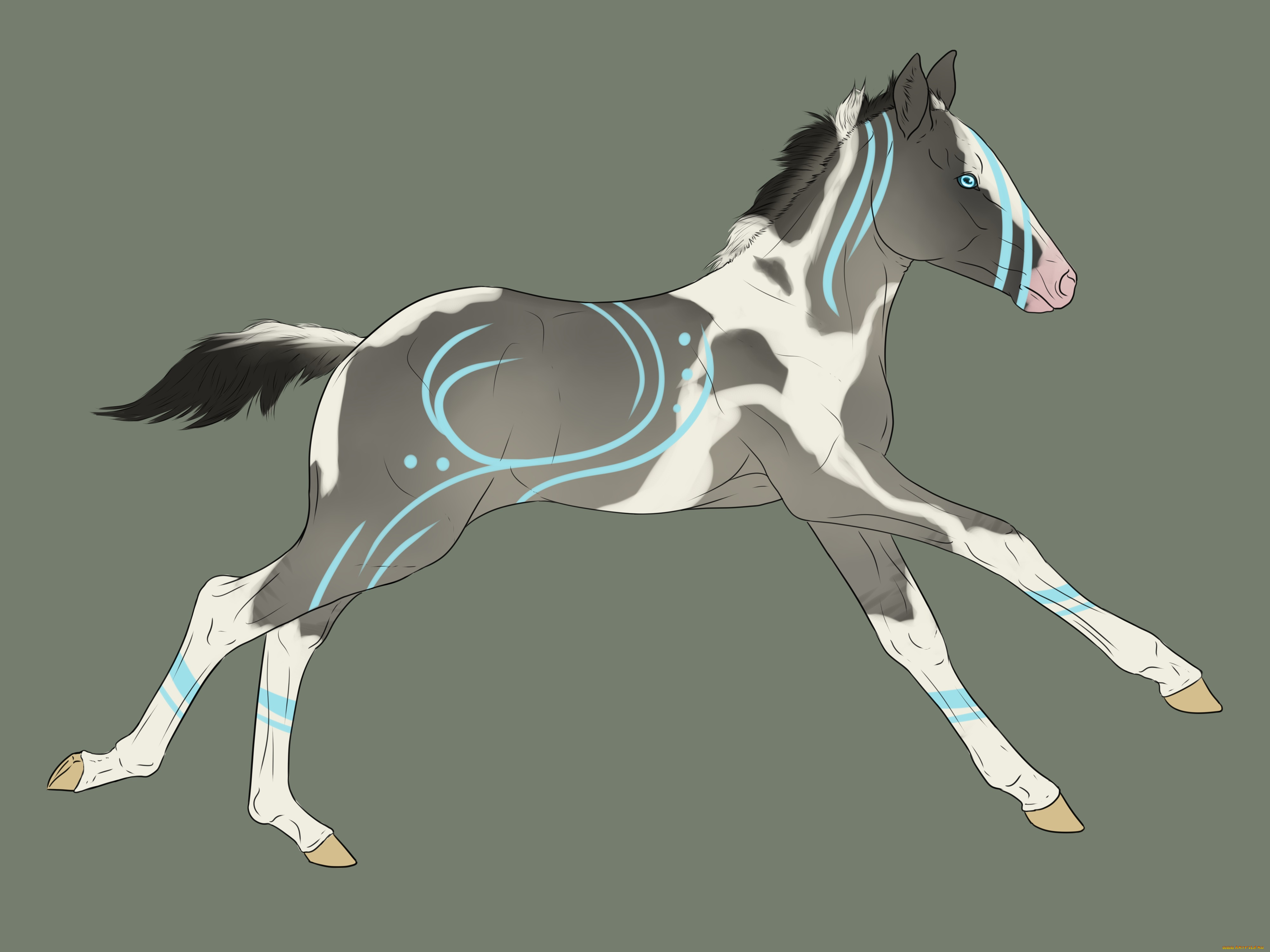 рисованные, животные, , лошади, лошадка