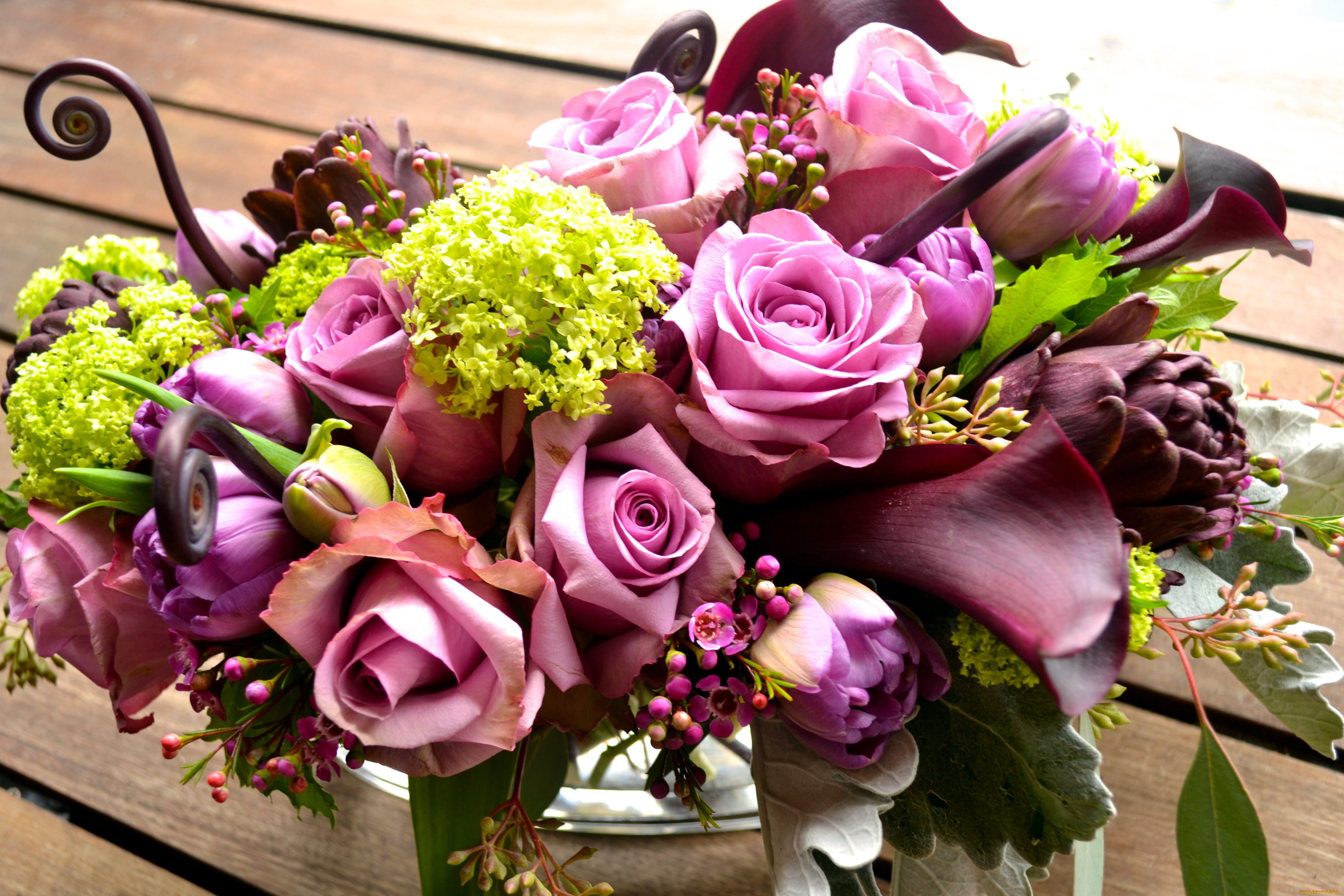 цветы, букеты, , композиции, сиреневый, розы