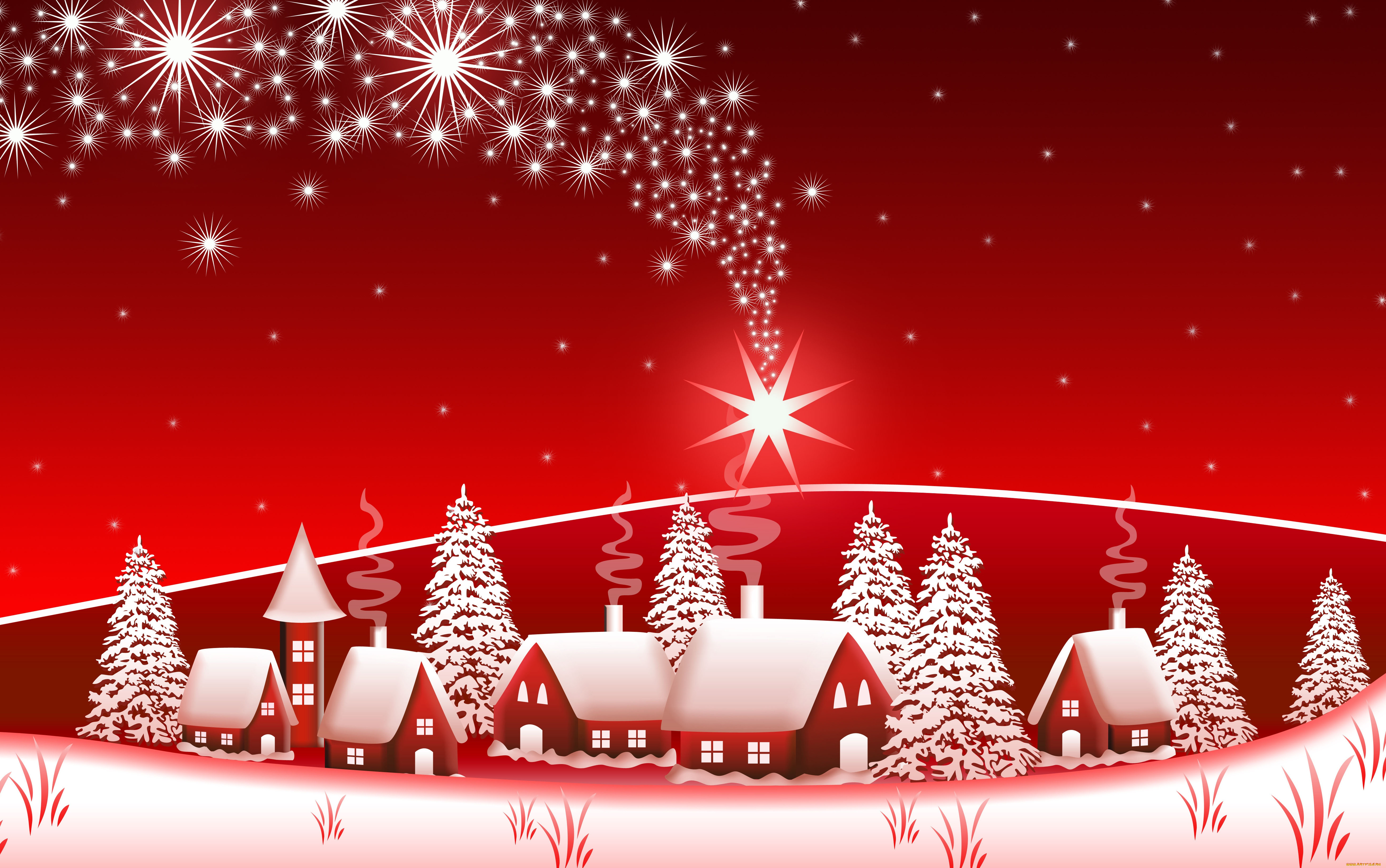 праздничные, векторная, графика, , новый, год, дома, ели