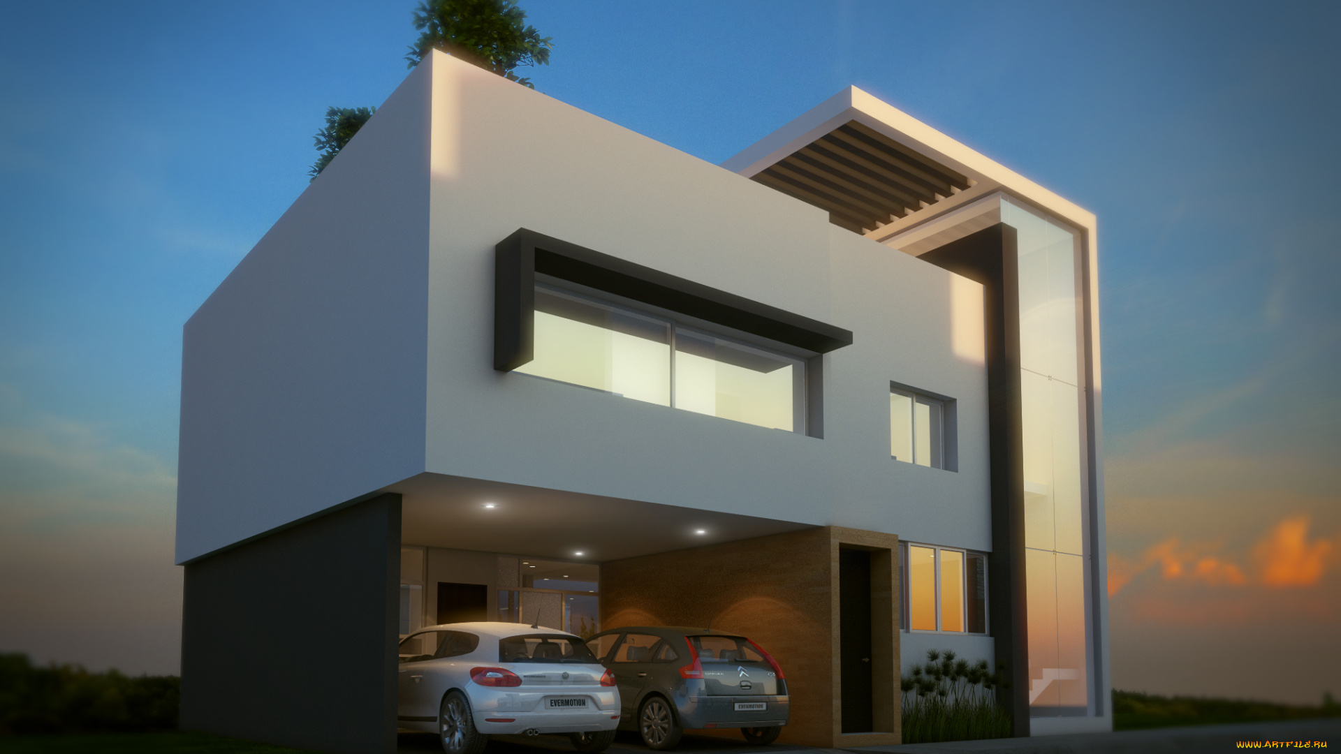 3д, графика, архитектура, , architecture, небо, дом