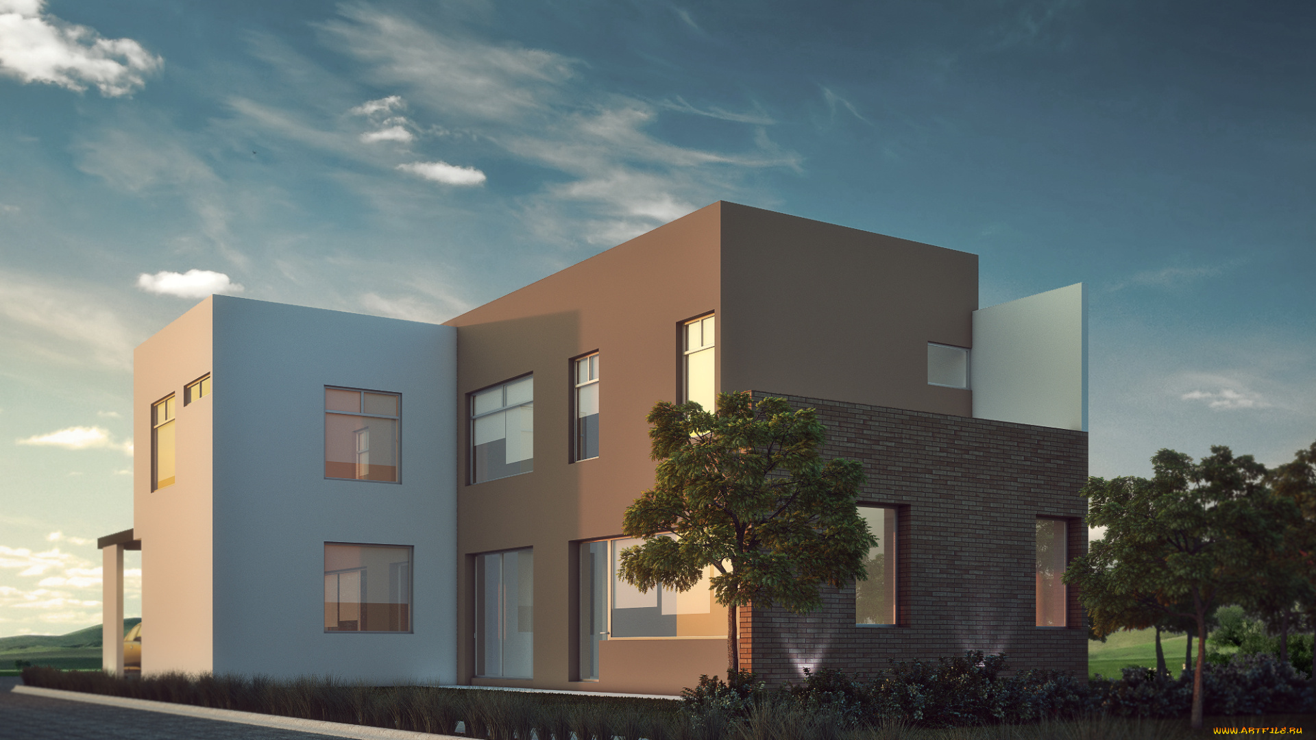 3д, графика, архитектура, , architecture, небо, дом