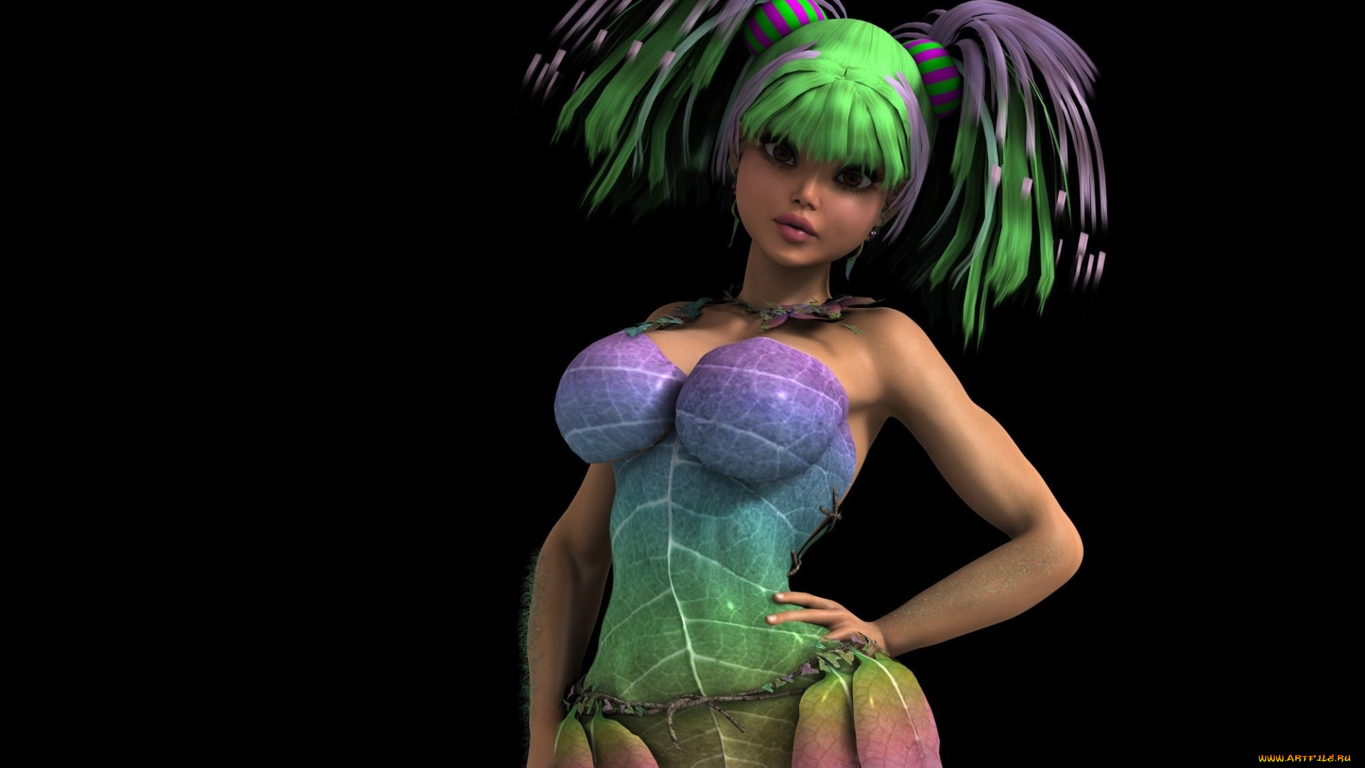 3д, графика, эльфы, , elves, фон, взгляд, девушка