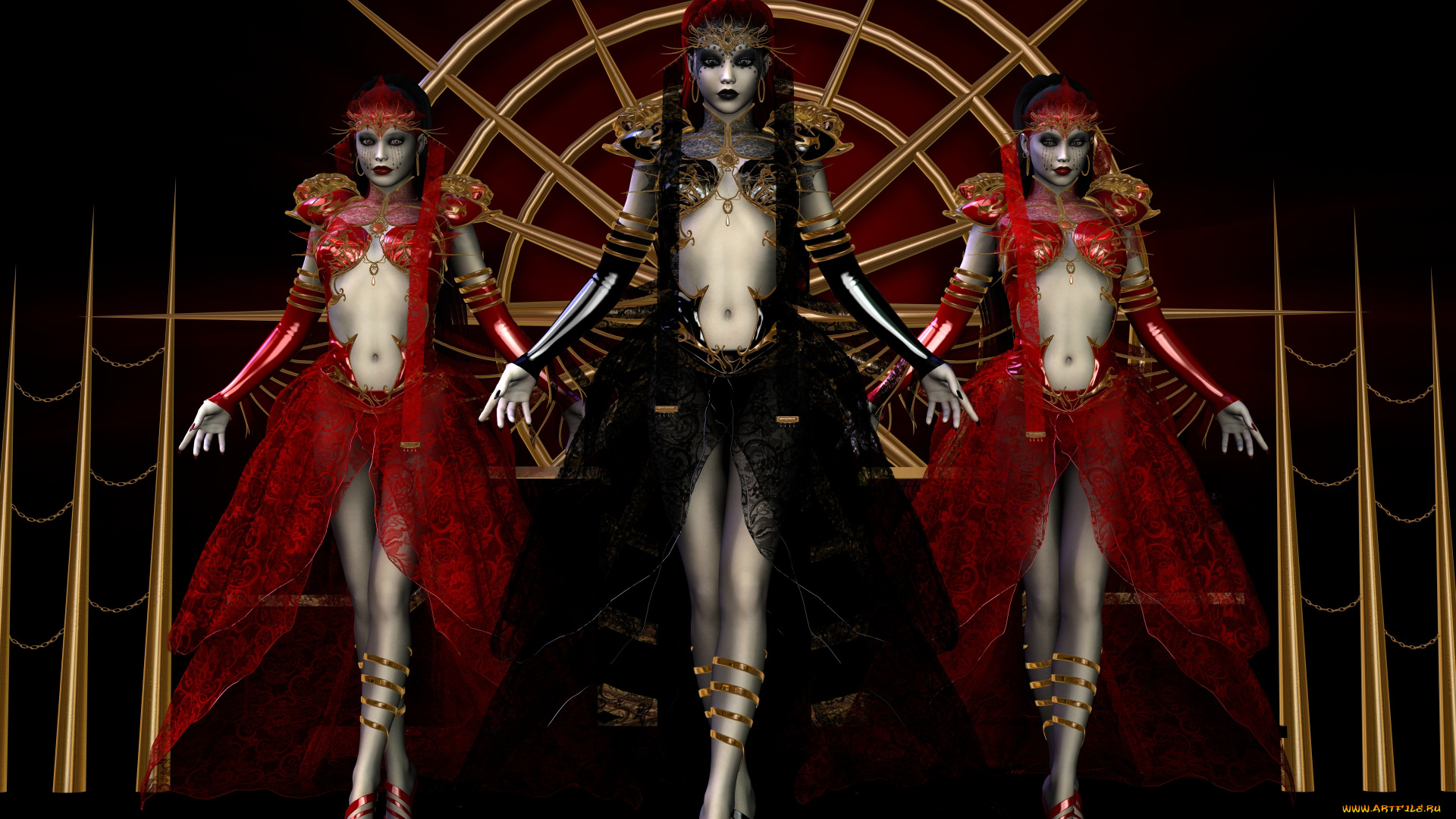 3д, графика, фантазия, , fantasy, фон, взгляд, девушки