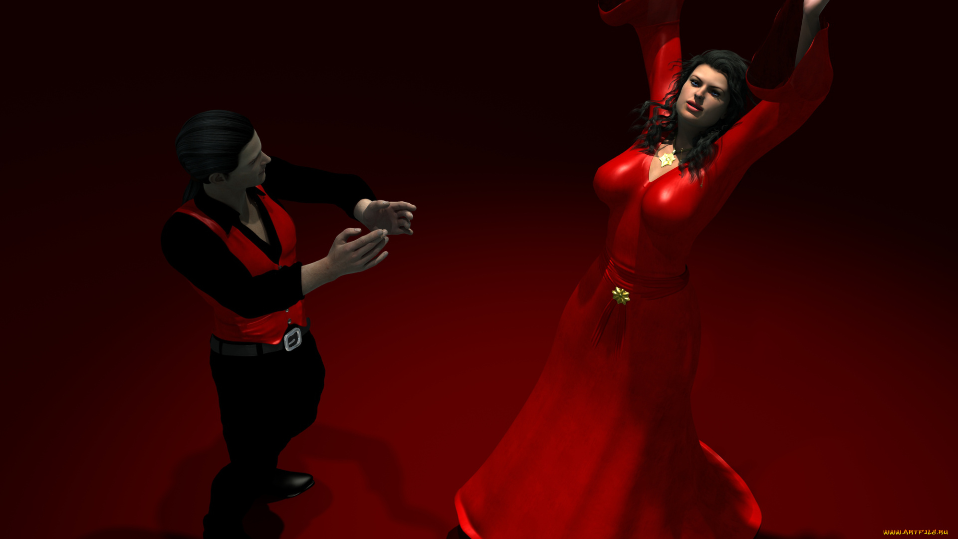 3д, графика, люди, , people, девушка, взгляд, танец, фон